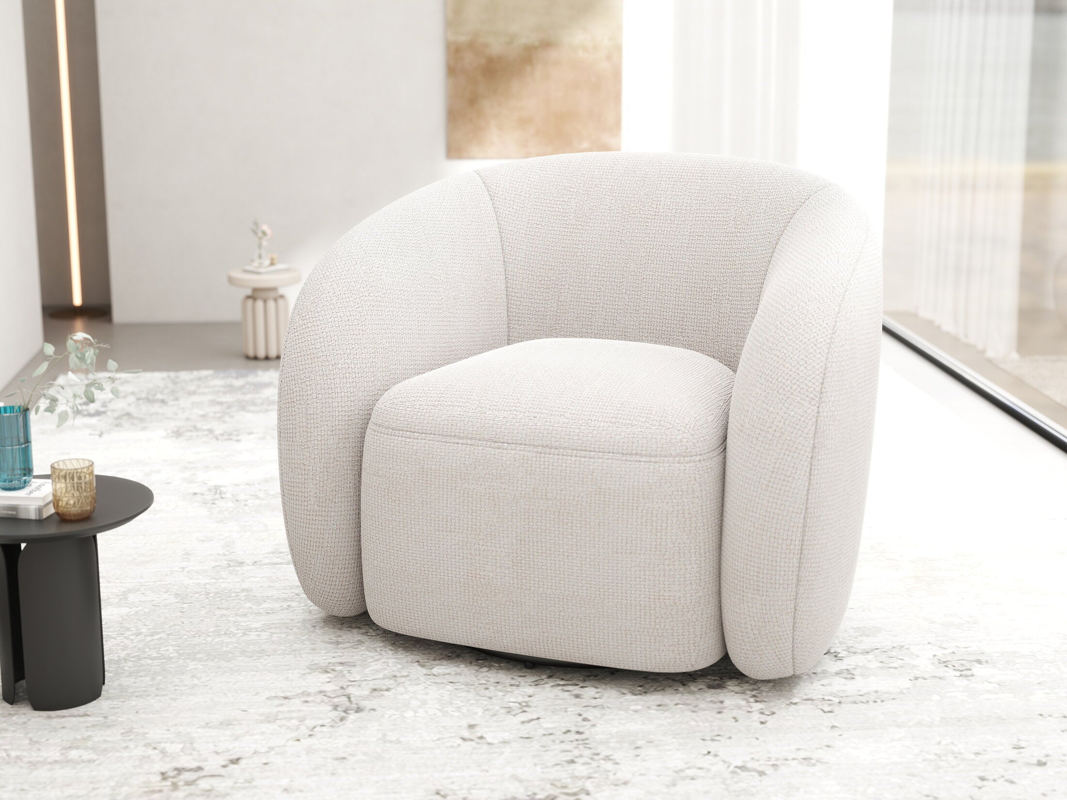 Fotoliu dumonde tapitat Bej modern Novar 77x72cm