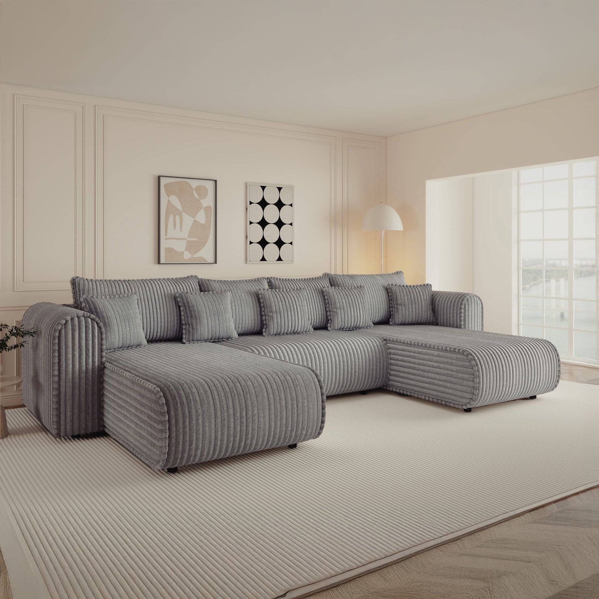 Colțar extensibil dumonde în formă de U cu ladă de depozitare si sezut confortabil din spuma high-density, Monaco U Tili