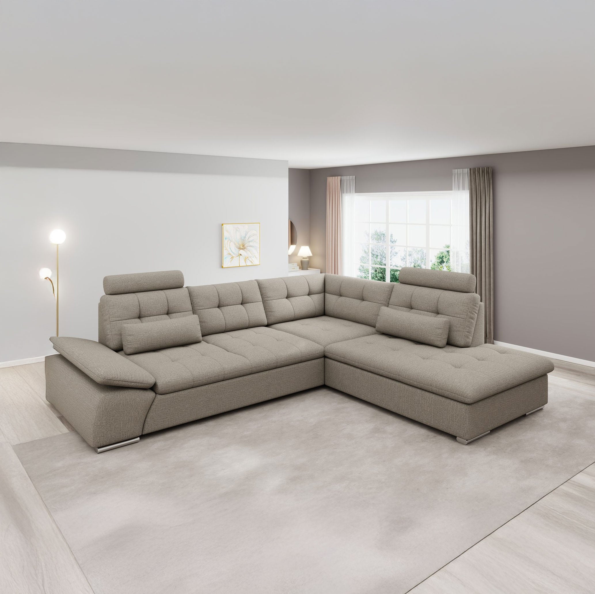 Colțar dumonde fix cu șezut confortabil din spumă High-Density, Merkur bej 19 324x218 cm