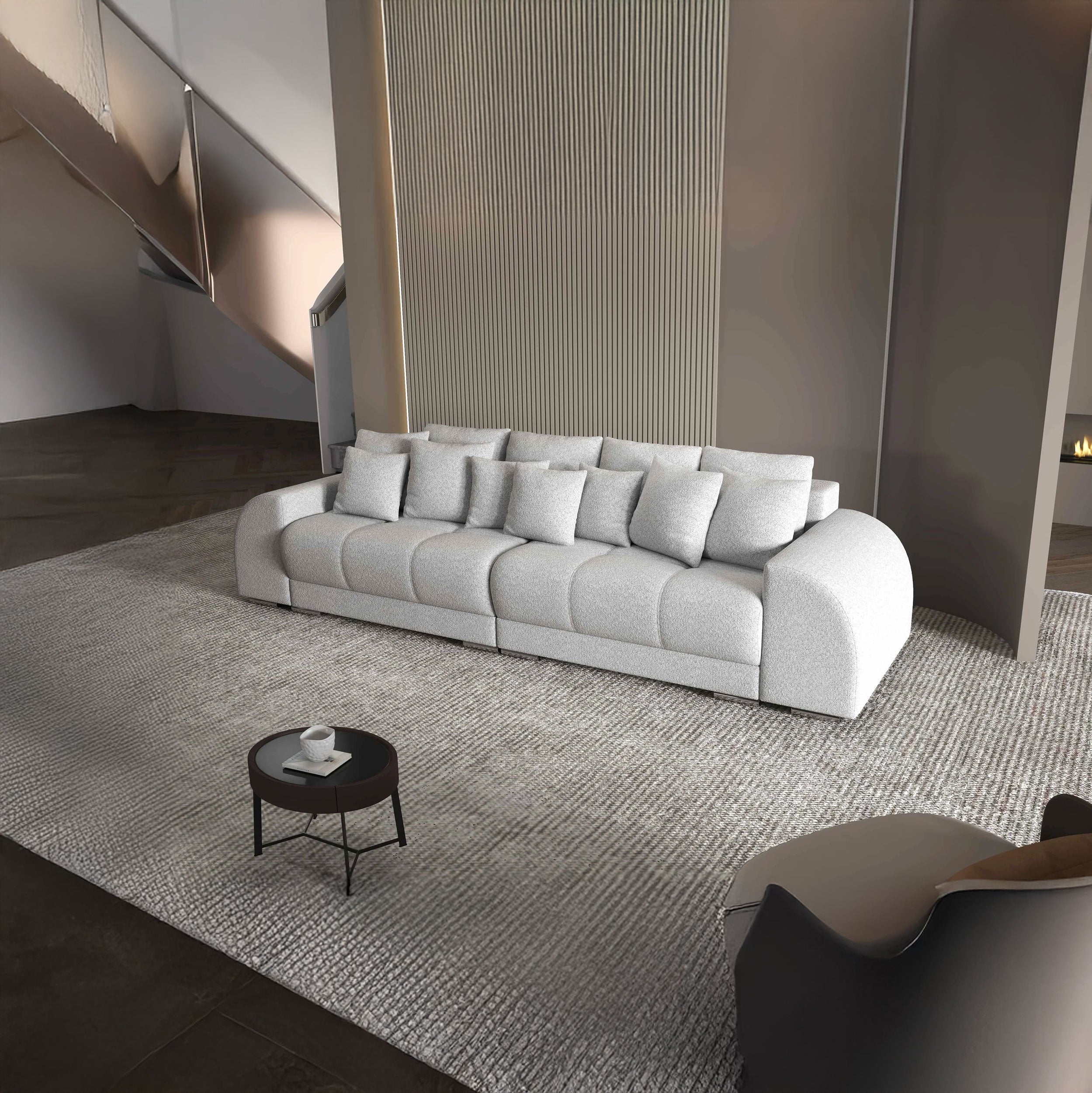 Canapea extensibilă dumonde cu 2 lăzi de depozitare si sezut confortabil din spuma HR, Verona Euphoria Dove 310x100 cm Fabrica