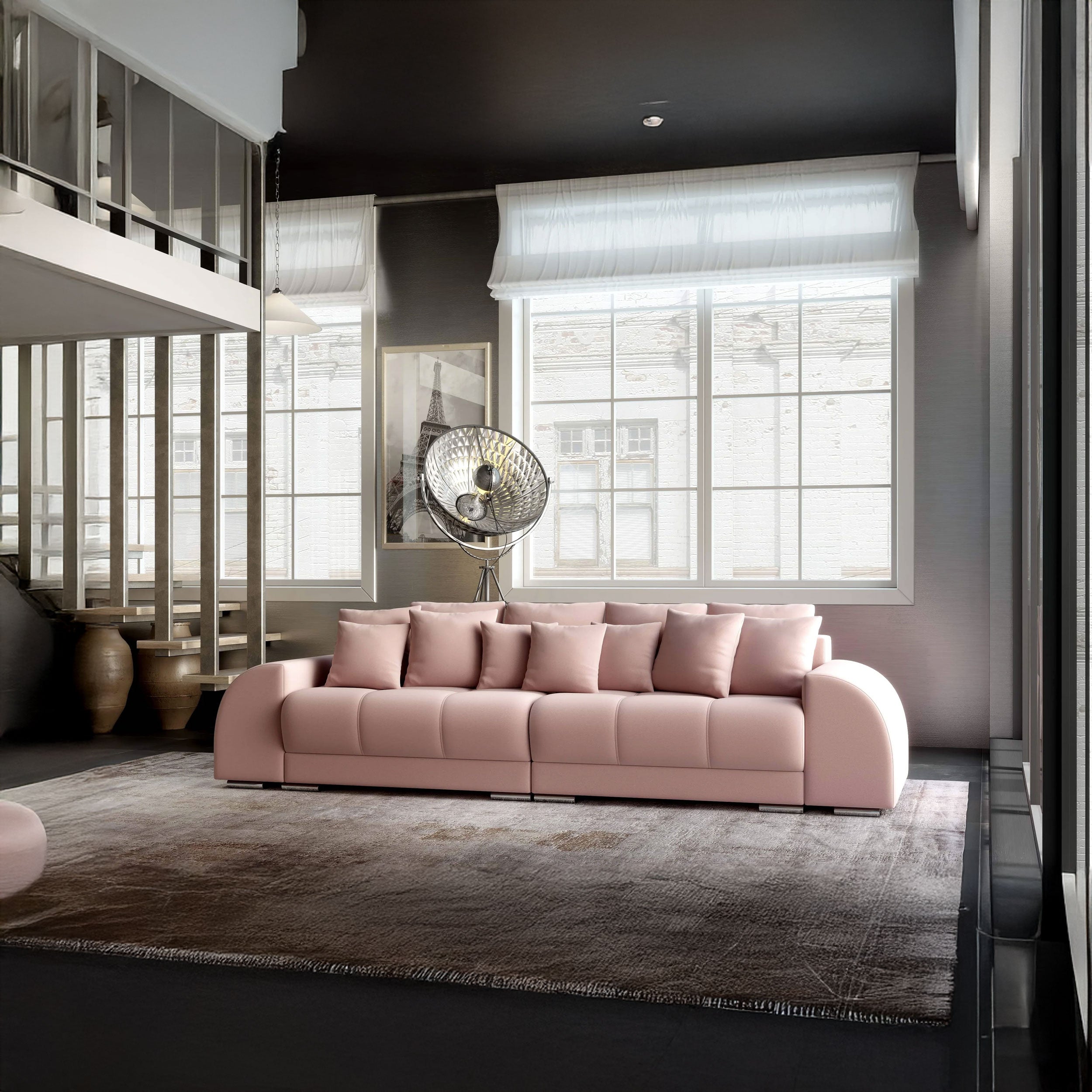 Canapea extensibilă dumonde cu 2 lăzi de depozitare si sezut confortabil din spuma HR, Verona Royal Pink 310x100 cm Fabrica