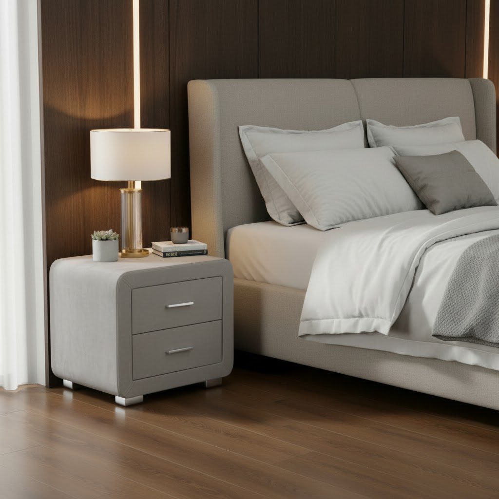 Noptiera dumonde tapitata gri deschis Velvet