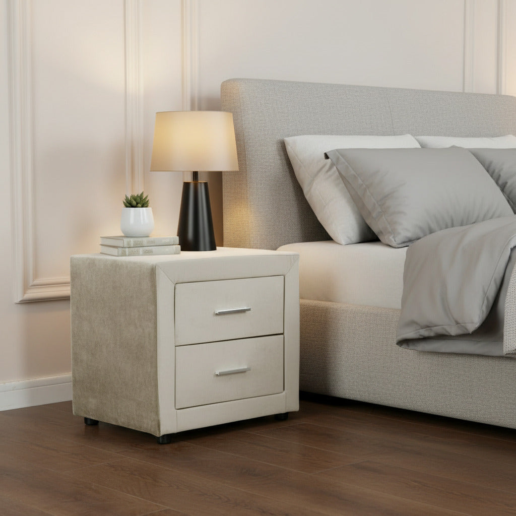 Noptiera dumonde tapitata bej deschis Velvet