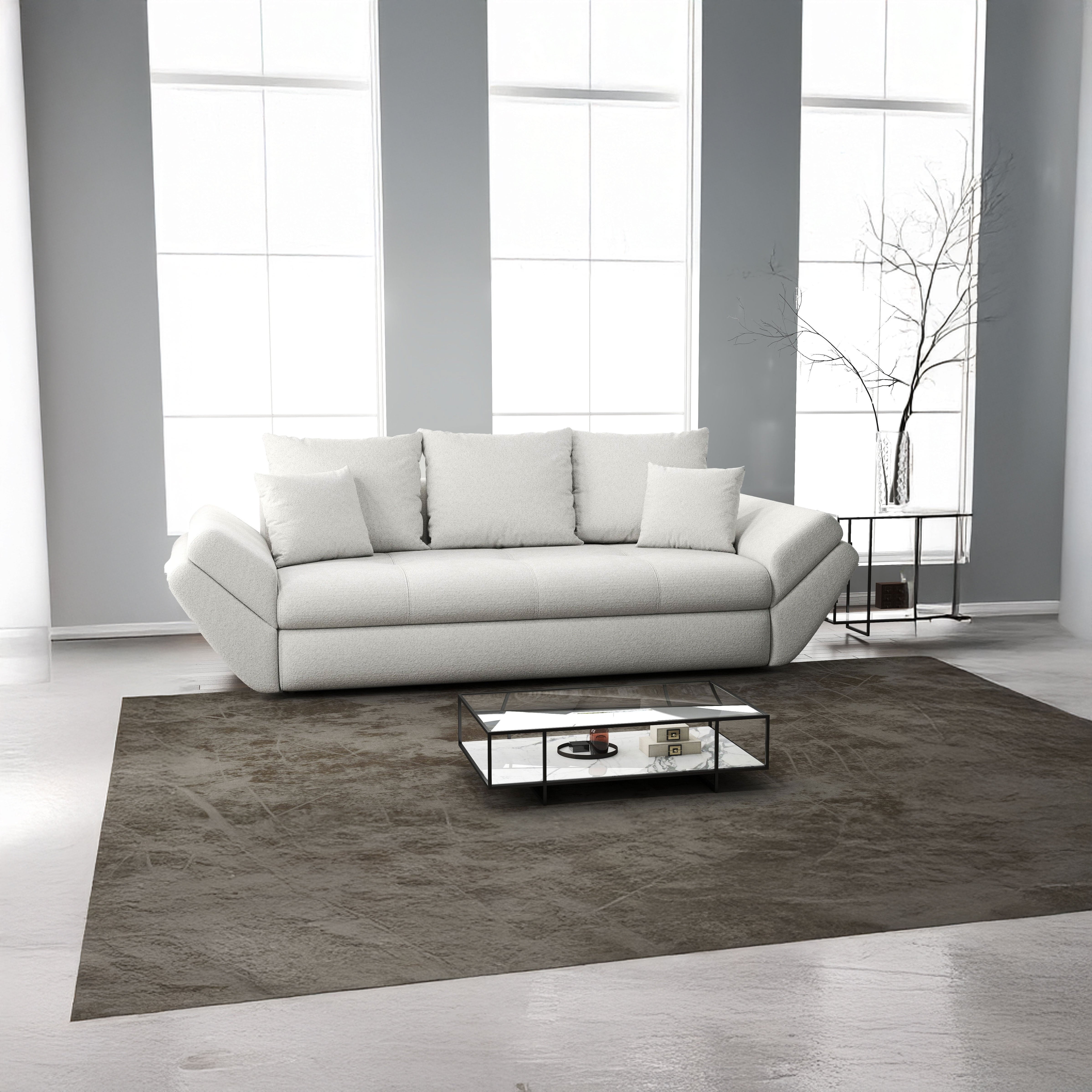 Canapea extensibilă dumonde cu ladă de depozitare si sezut confortabil din spuma HR, Loana Euphoria Ivory 250x100 cm Fabrica