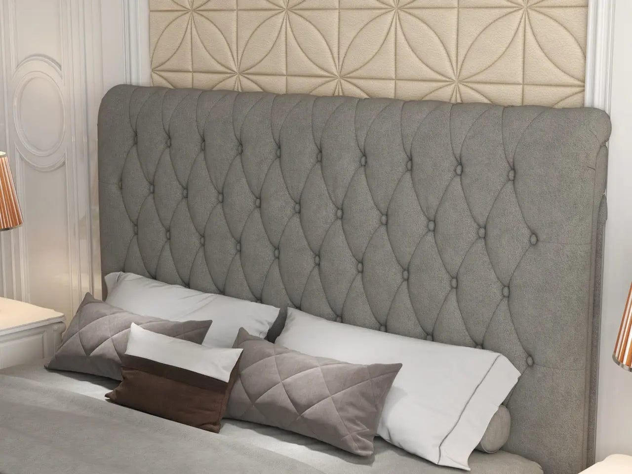 Pat dormitor dumonde, tapitat gri, Hypnos 160x200 cm, somiera inclusa, spatiu depozitare