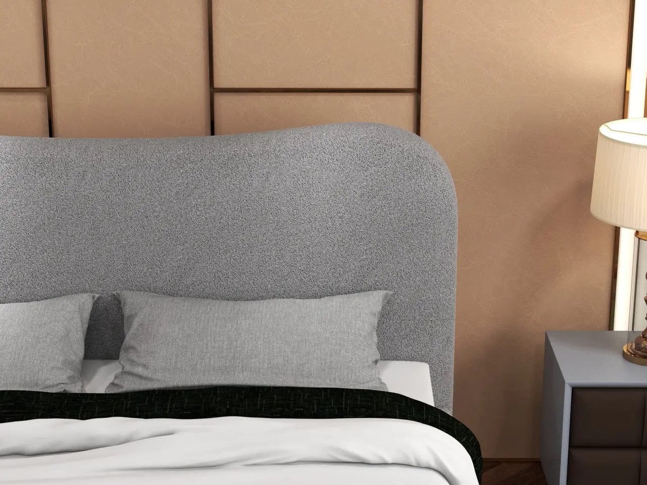 Pat dormitor dumonde, tapitat gri, Matias 180x200 cm, somiera rabatabila inclusa, spatiu depozitare