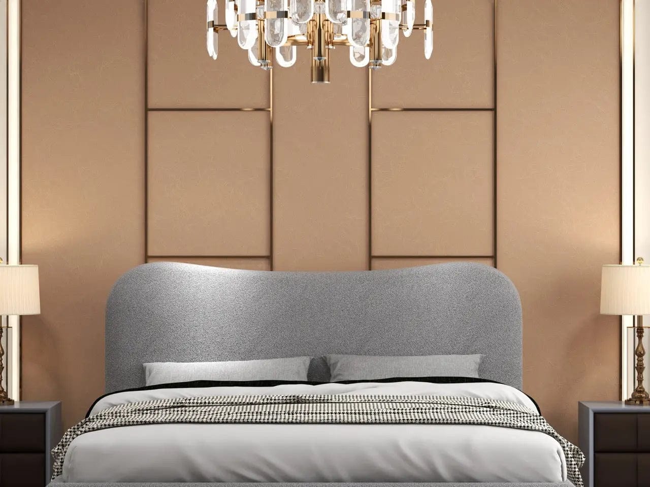 Pat dormitor dumonde, tapitat gri, Matias 180x200 cm, somiera rabatabila inclusa, spatiu depozitare