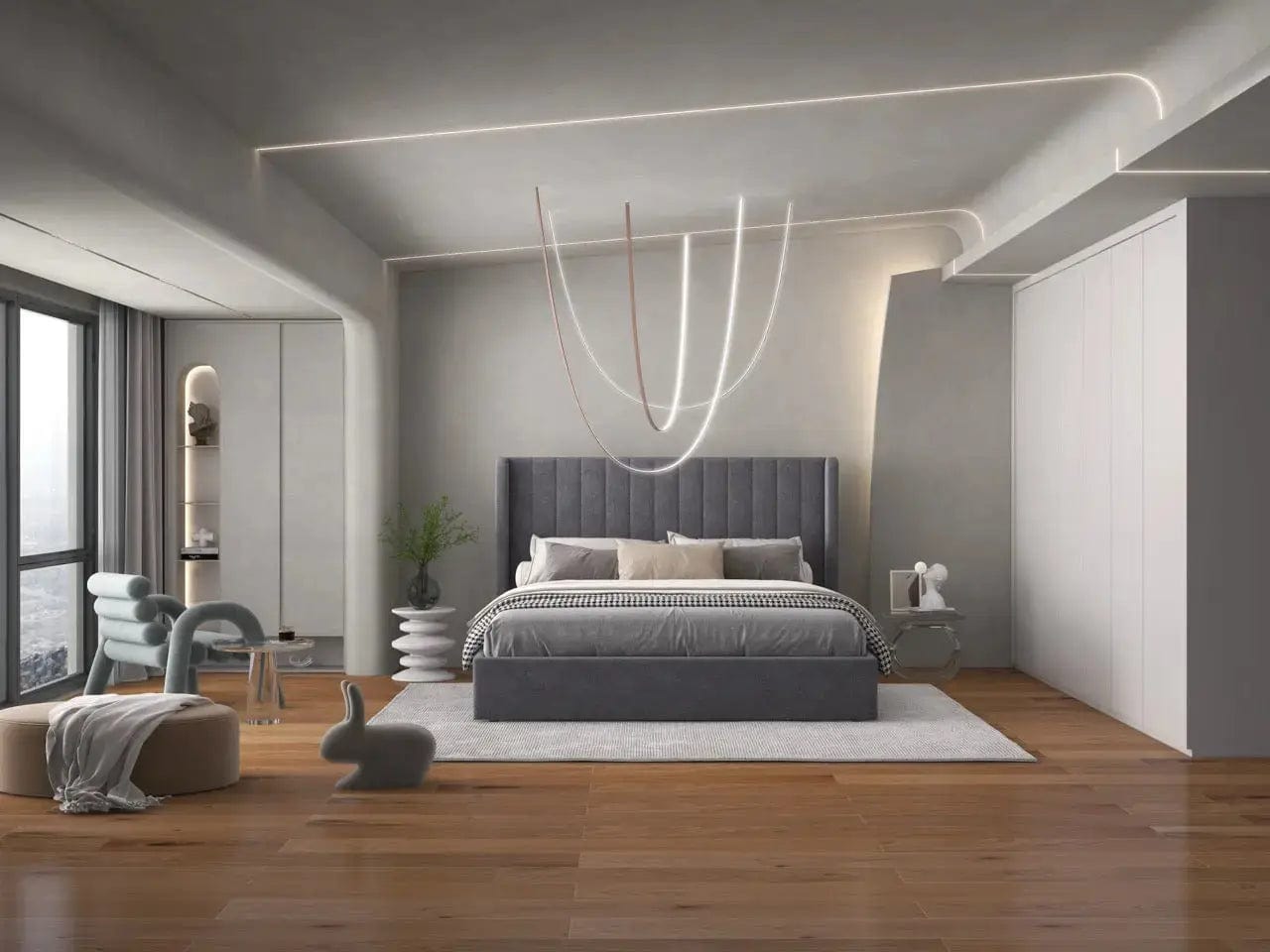 Pat dormitor dumonde, tapitat gri, Oslo 180x200 cm, somiera rabatabila inclusa, spatiu depozitare