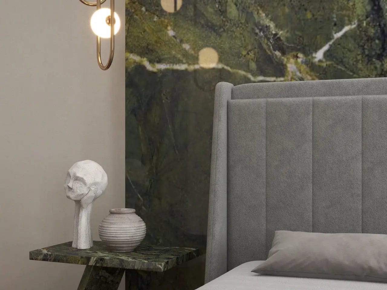 Pat dormitor dumonde, tapitat gri, Montreal 160x200 cm, somiera rabatabila inclusa, spatiu depozitare