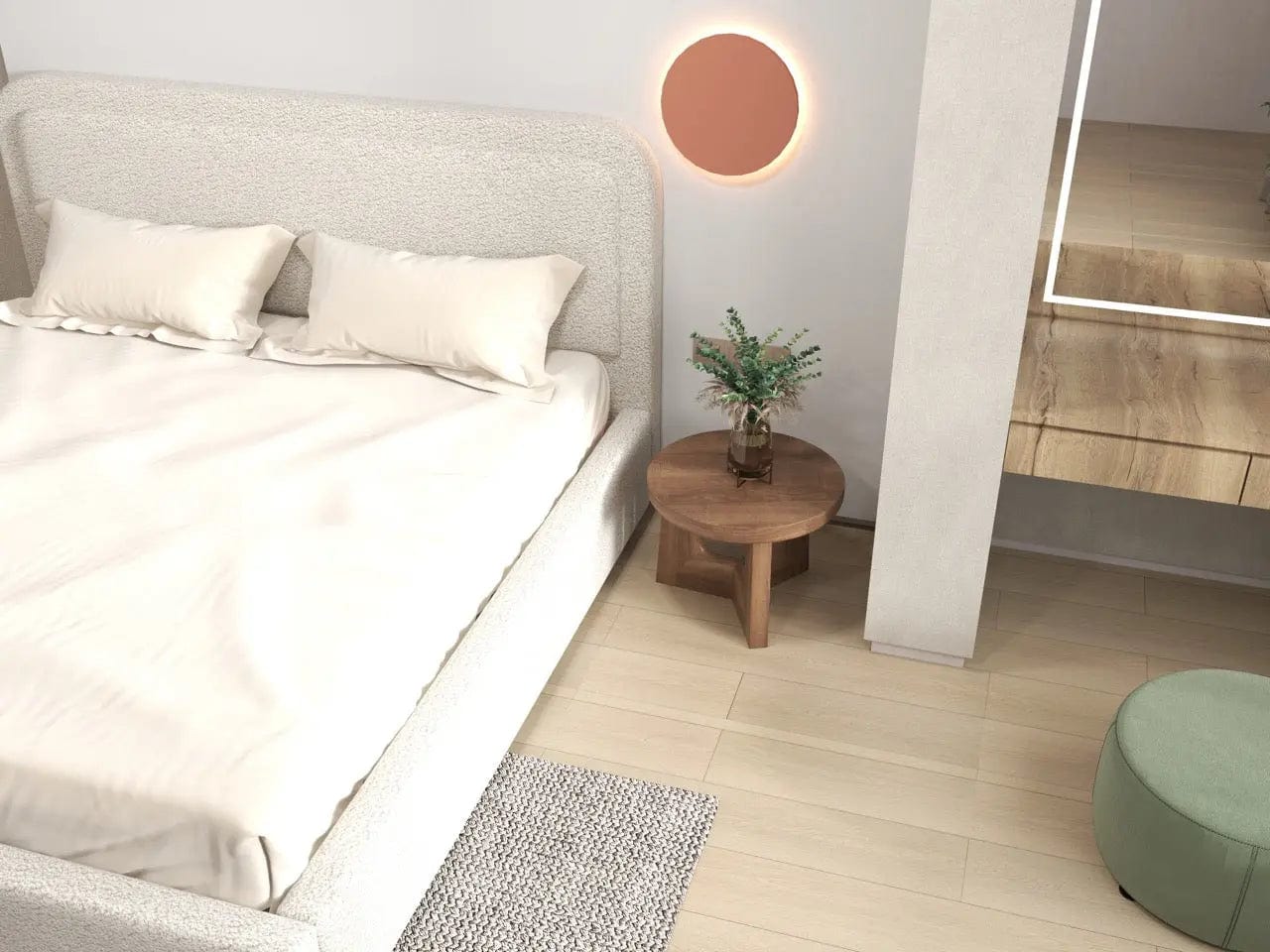 Pat dormitor dumonde, tapitat bej, Candy 140x200 cm