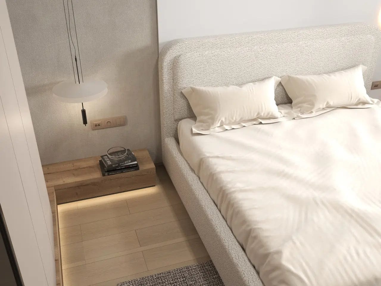 Pat dormitor dumonde, tapitat bej, Candy 140x200 cm