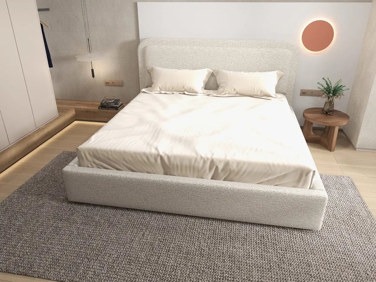 Pat dormitor dumonde, tapitat bej, Candy 140x200 cm