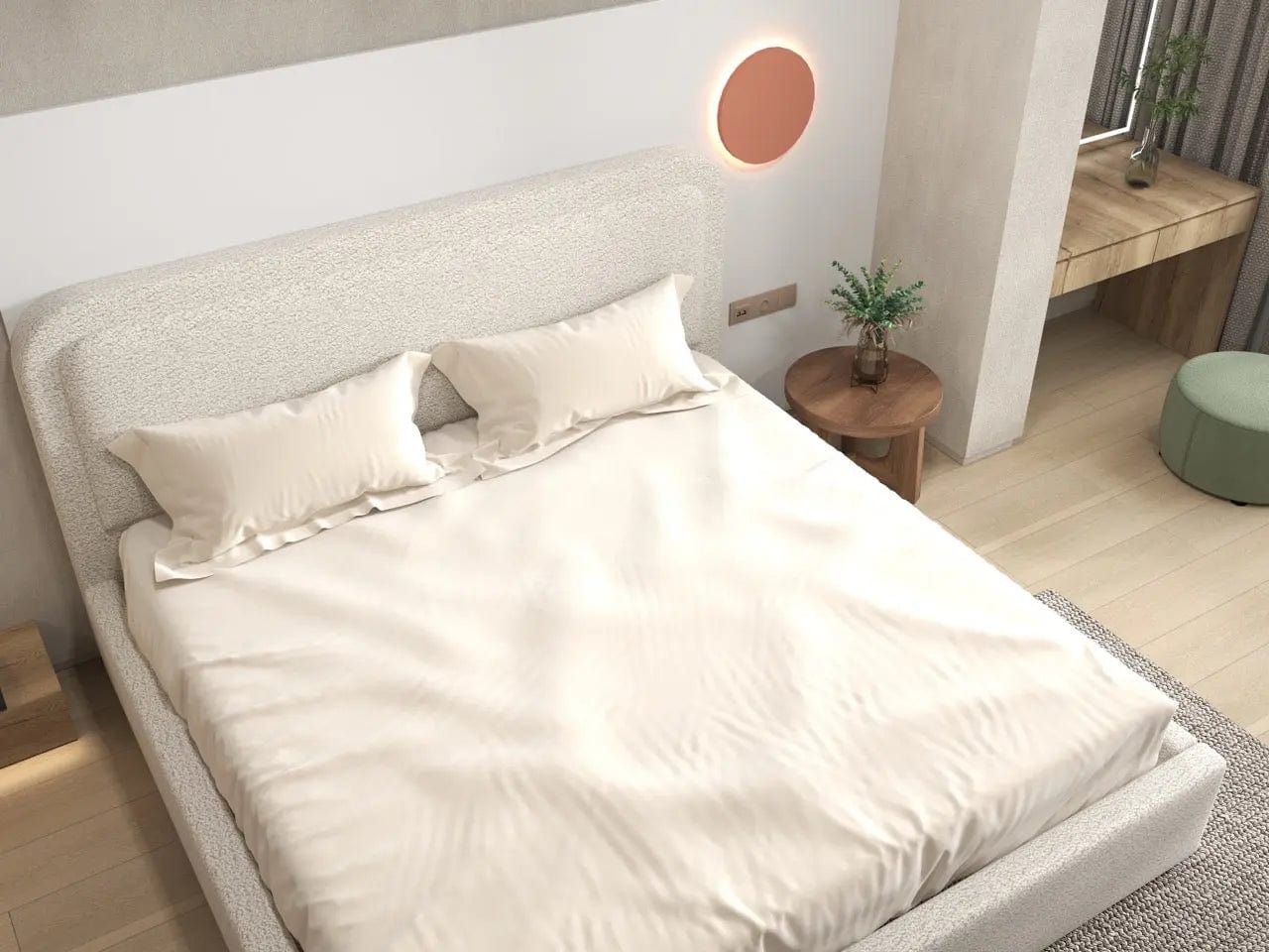 Pat dormitor dumonde, tapitat bej, Candy 140x200 cm