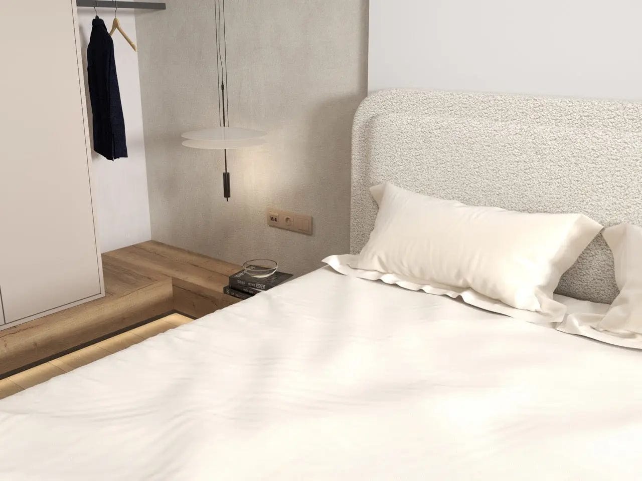 Pat dormitor dumonde, tapitat bej, Candy 140x200 cm