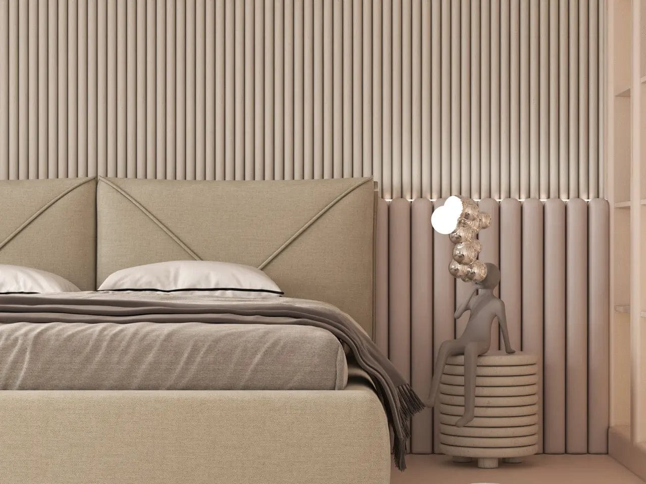 Pat dormitor tapitat bej, Lorenzo 160x200 cm, somiera rabatabila inclusa, spatiu depozitare