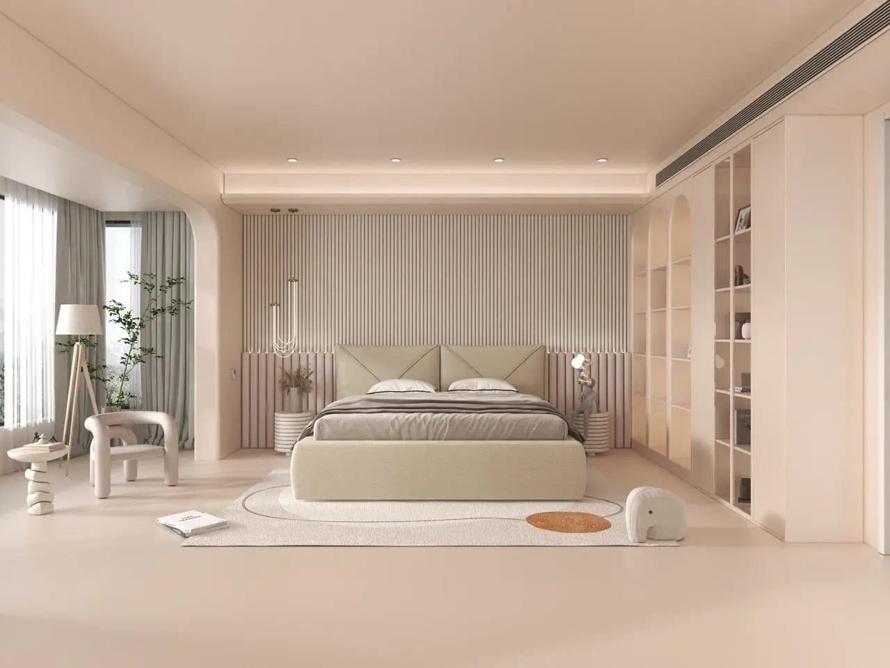 Pat dormitor tapitat bej, Lorenzo 160x200 cm, somiera rabatabila inclusa, spatiu depozitare