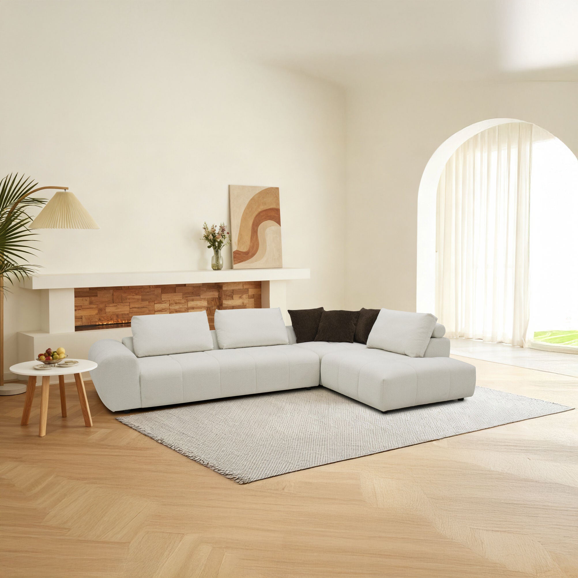 Colțar extensibil dumonde cu sezut confortabil din spuma HR Allure 325x107 cm