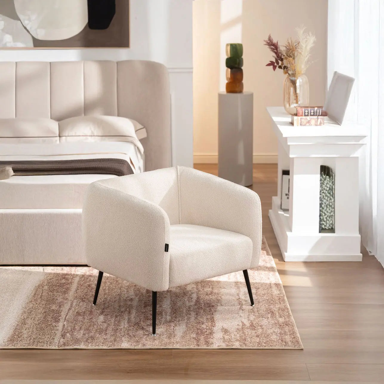 Fotoliu dumonde tapitat Bej modern Alonso 70x74cm ULK