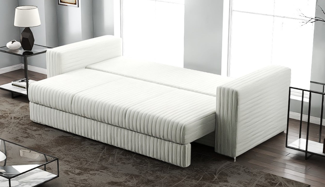 Canapea extensibilă dumonde cu ladă de depozitare si sezut confortabil din spuma HR, Gloria Ambience Ivory 240x100 cm Fabrica