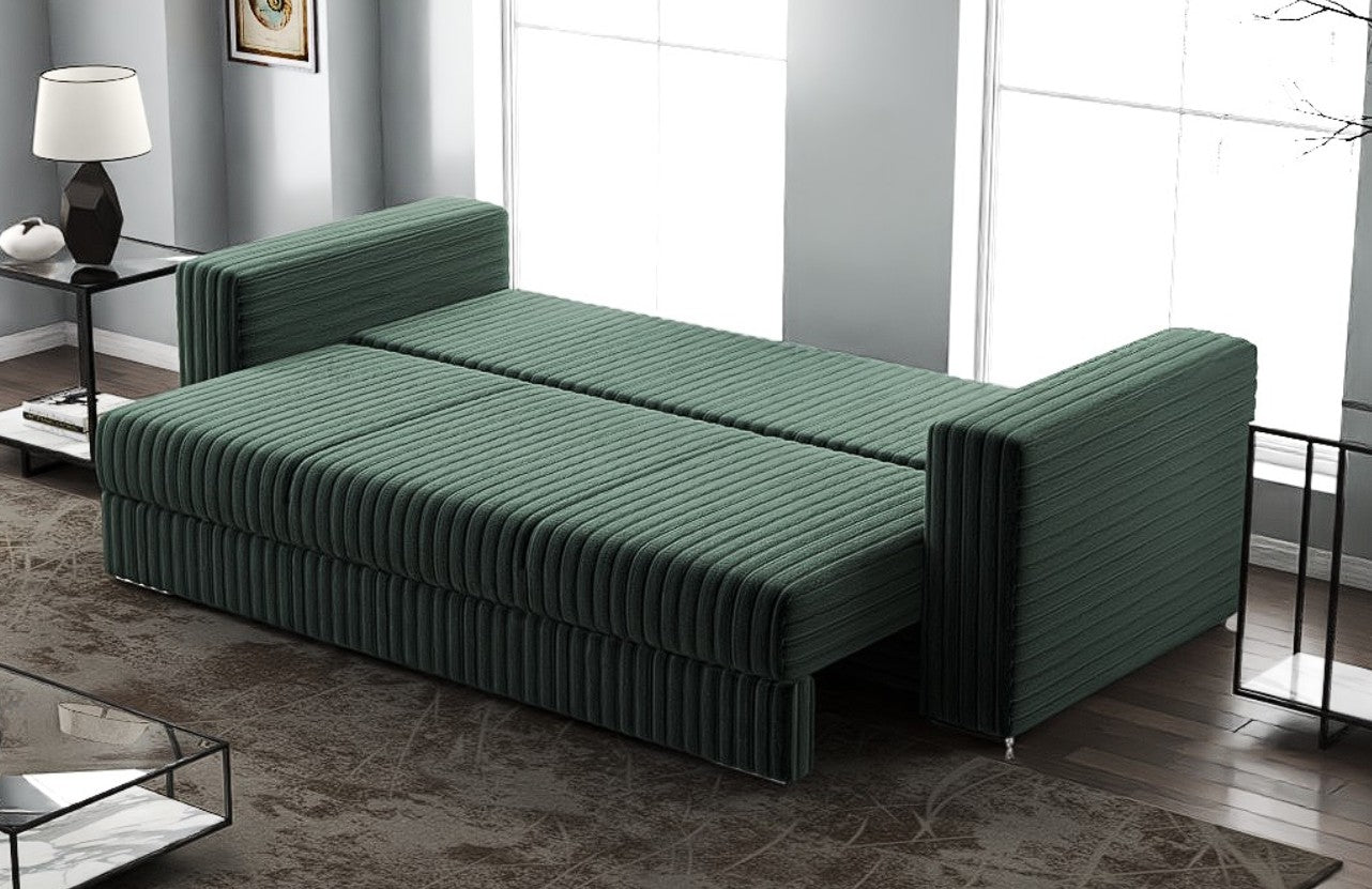 Canapea extensibilă dumonde cu ladă de depozitare si sezut confortabil din spuma HR, Gloria Ambience Verde 240x100 cm Fabrica
