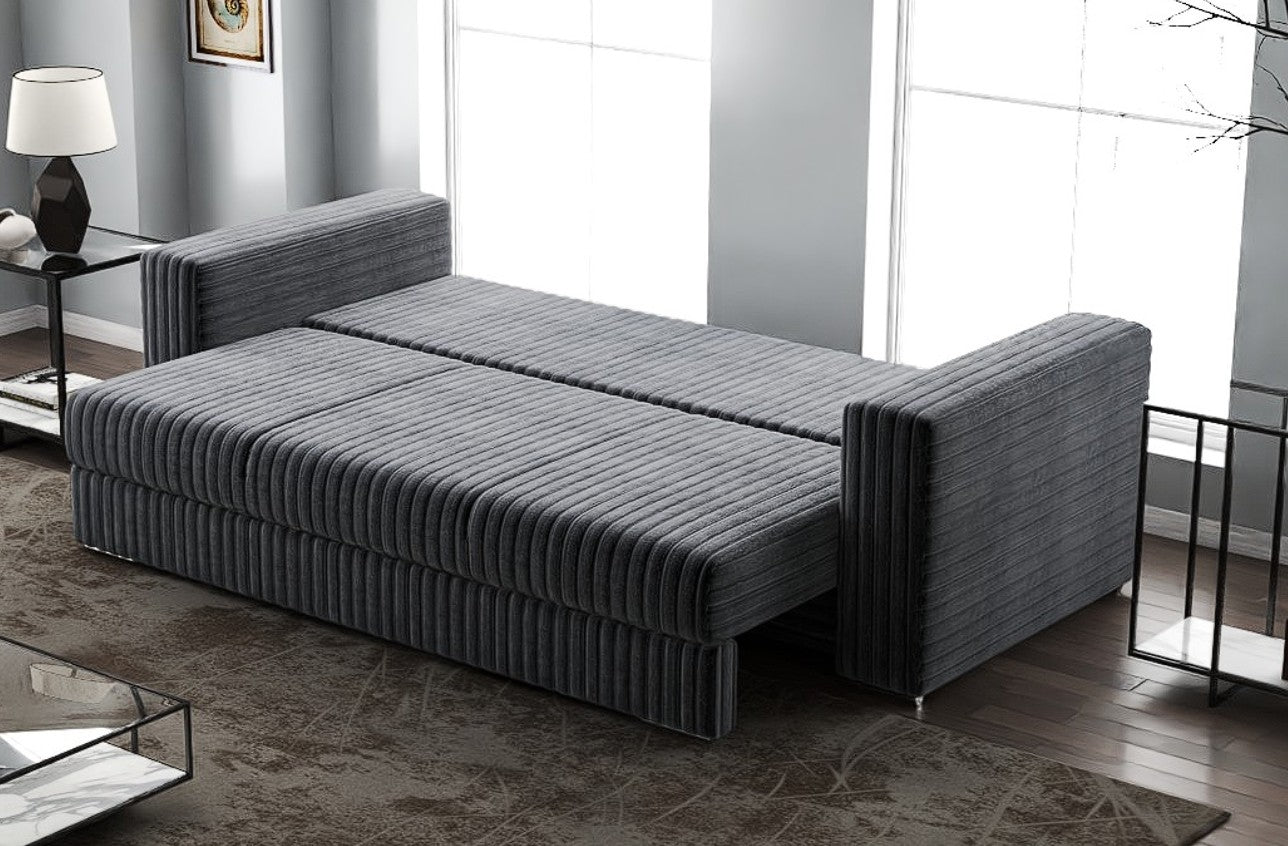 Canapea extensibilă dumonde cu ladă de depozitare si sezut confortabil din spuma HR, Gloria Ambience Grey 240x100 cm Fabrica