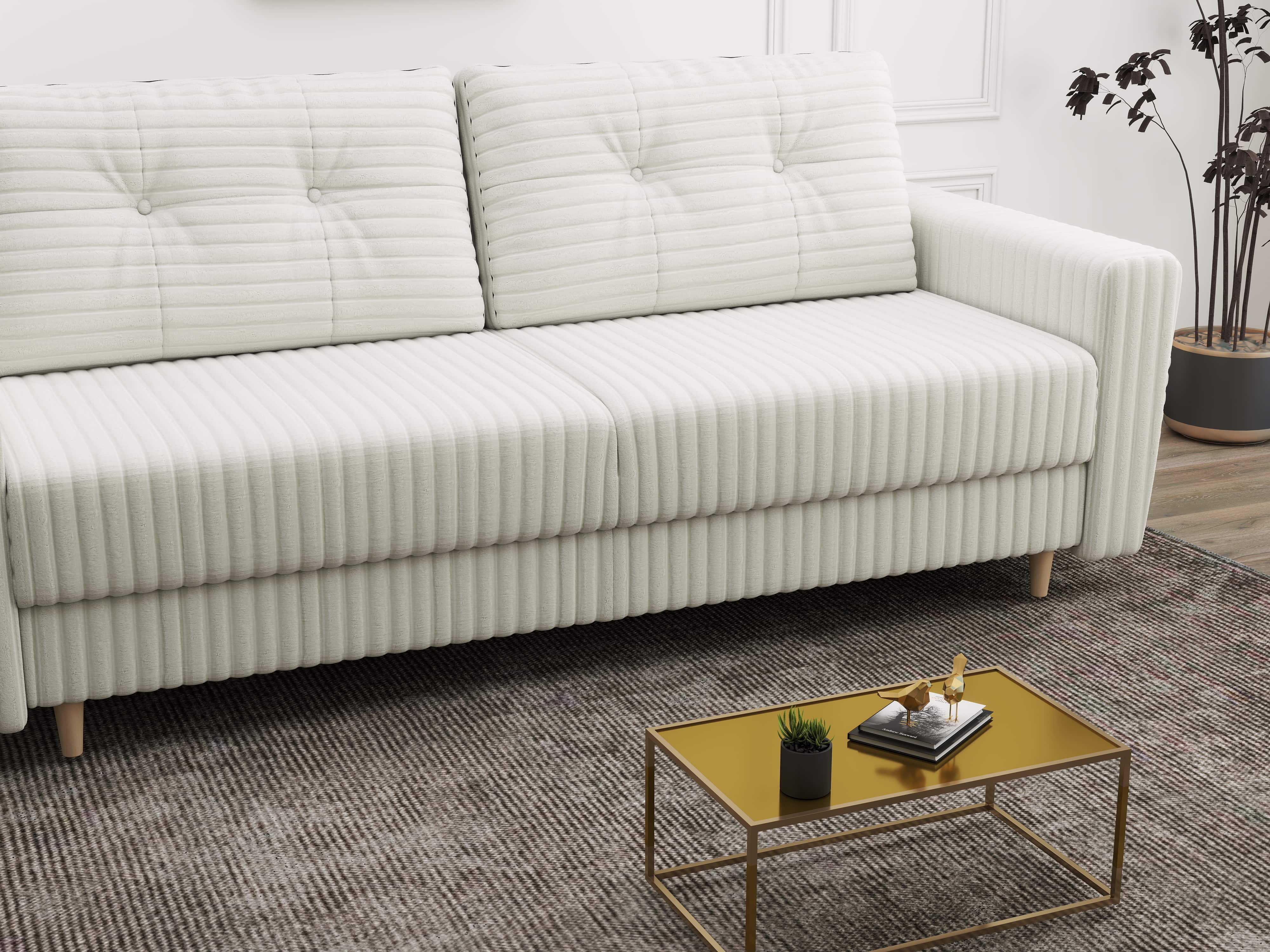 Canapea extensibilă dumonde cu ladă de depozitare si sezut confortabil din spuma HR, Summer Ambience Alb 225x100 cm fabrica
