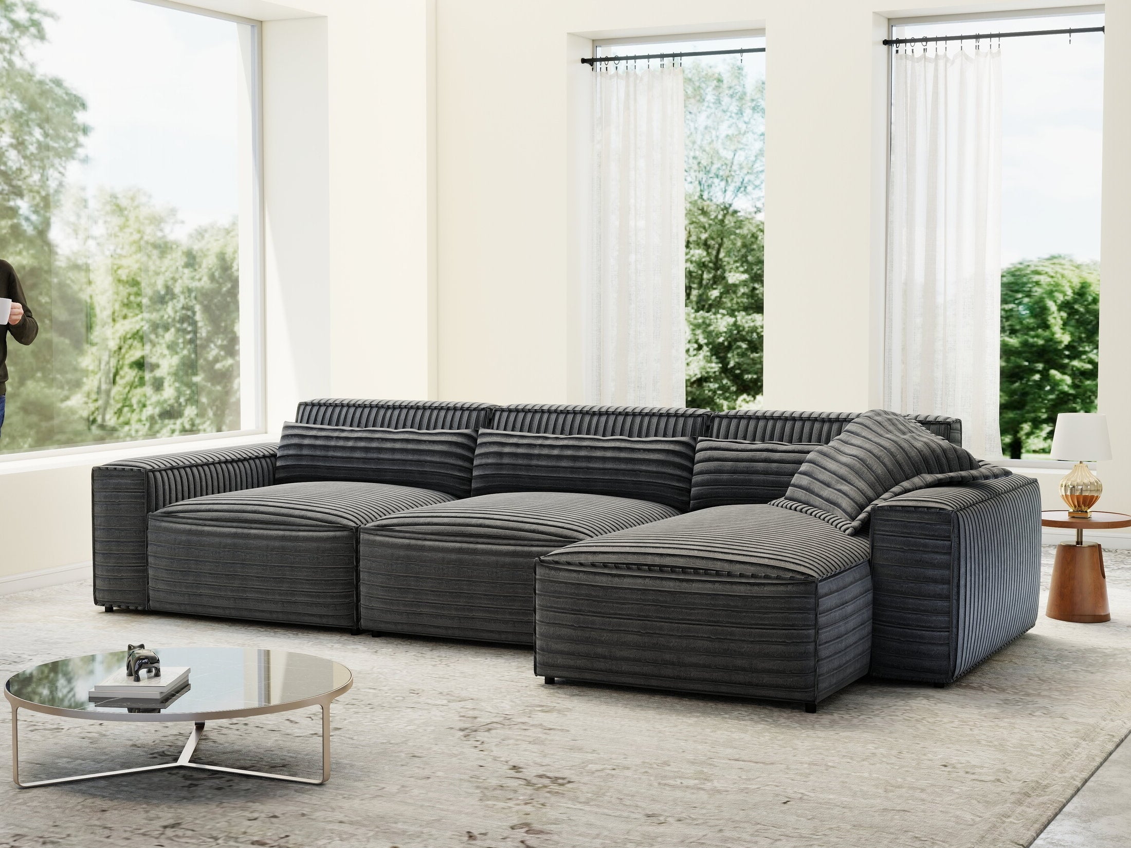 Colțar dumonde cu sezut confortabil din spuma HR, Marvelo XL Ambience Gri 366x175 cm II