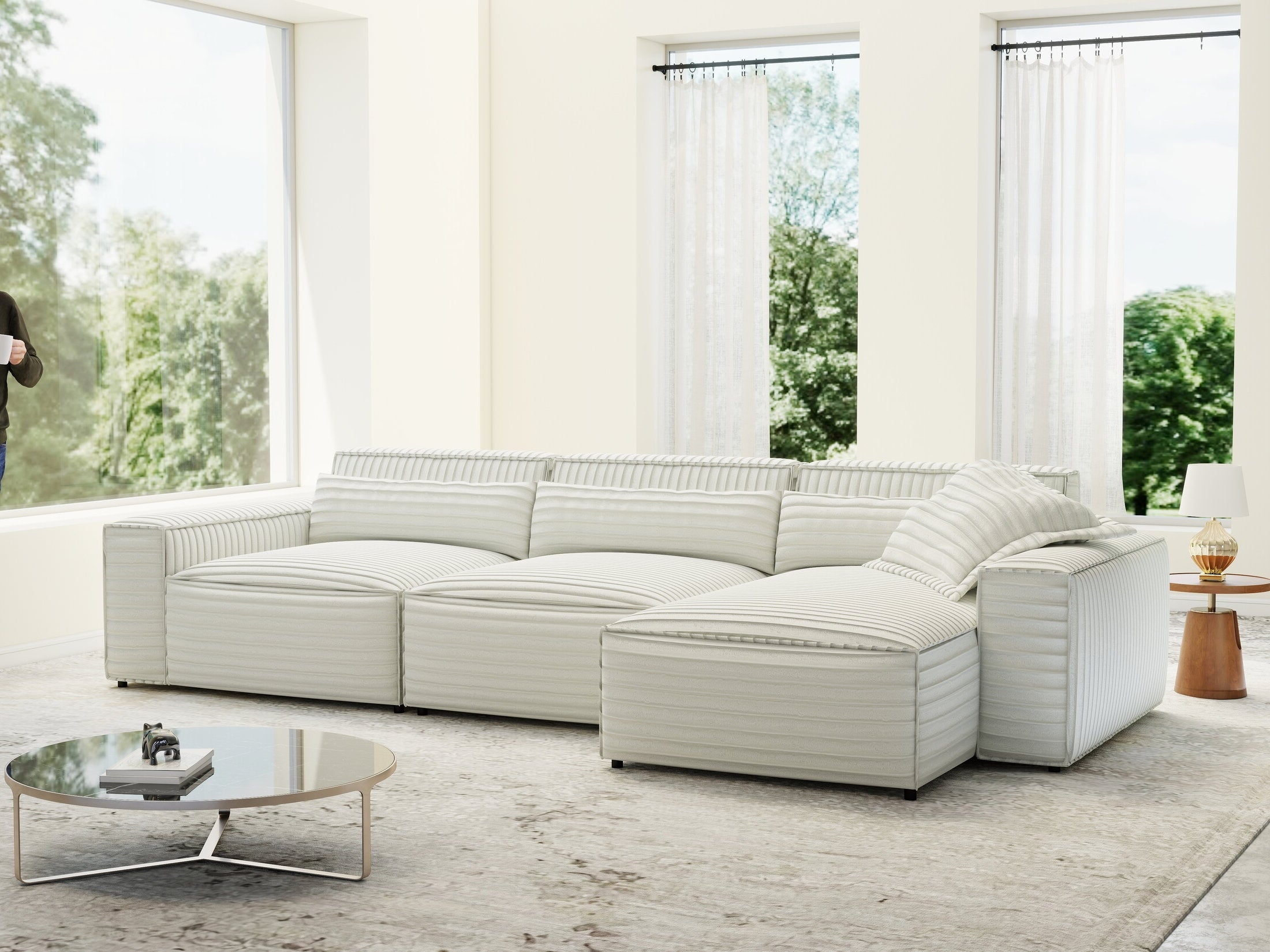 Colțar dumonde cu sezut confortabil din spuma HR, Marvelo XL Ambience Alb 366x175 cm II