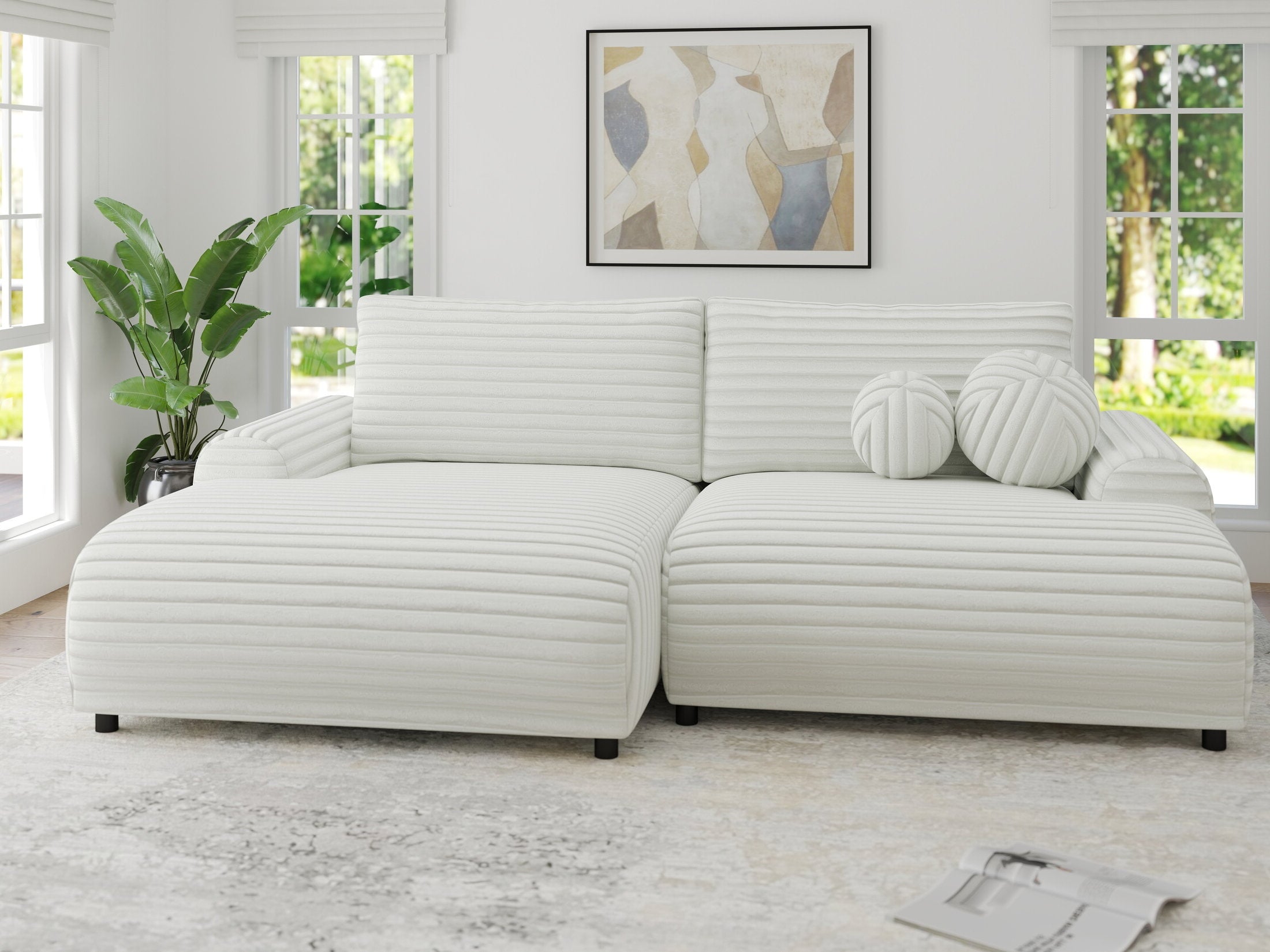 Colțar extensibil dumonde cu ladă de depozitare și șezut confortabil din spumă HR, Carlo Ambience Alb 240x145 cm