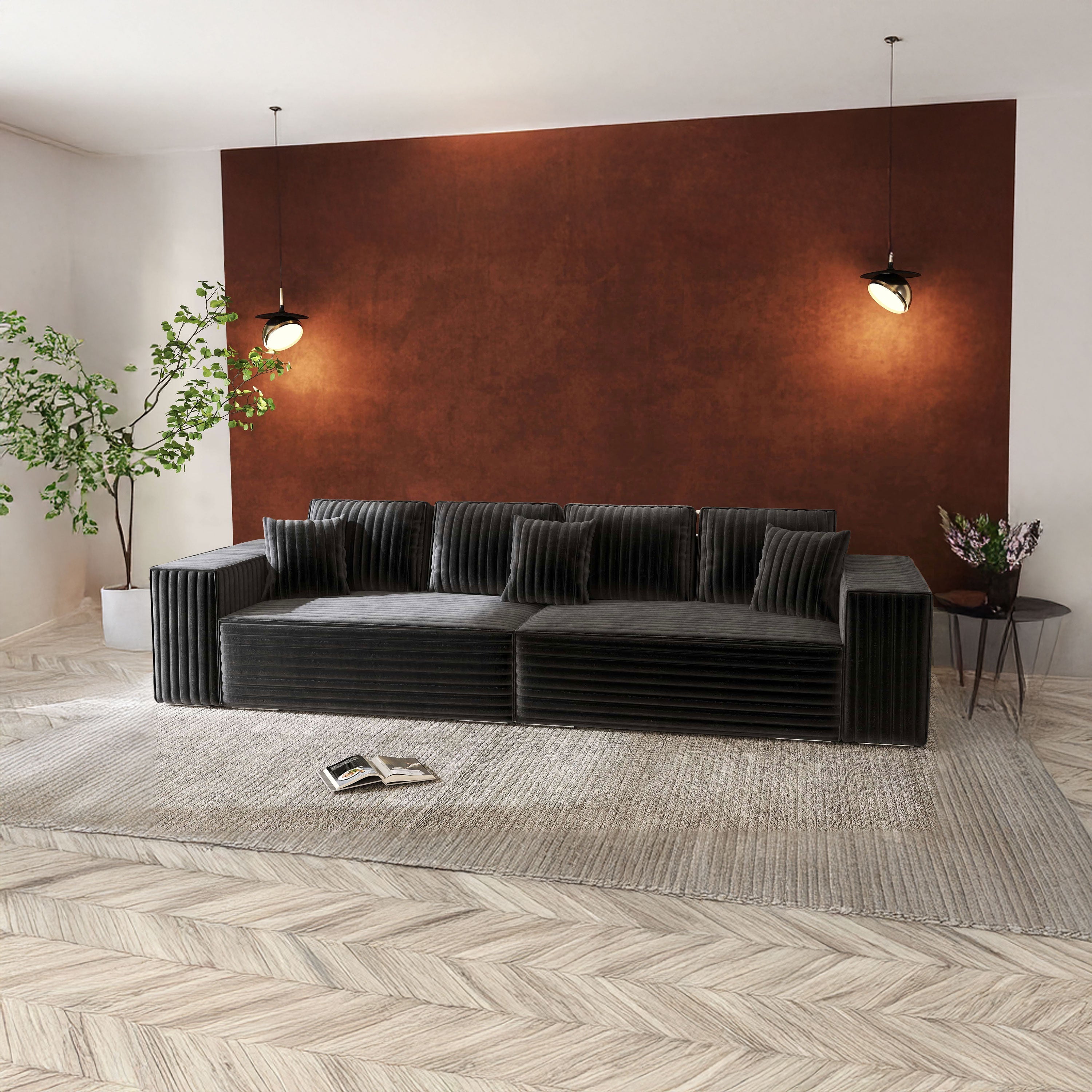 Canapea extensibilă dumonde cu ladă de depozitare si sezut confortabil din spuma HR, Dream Ambience Gri 310x100 cm Fabrica