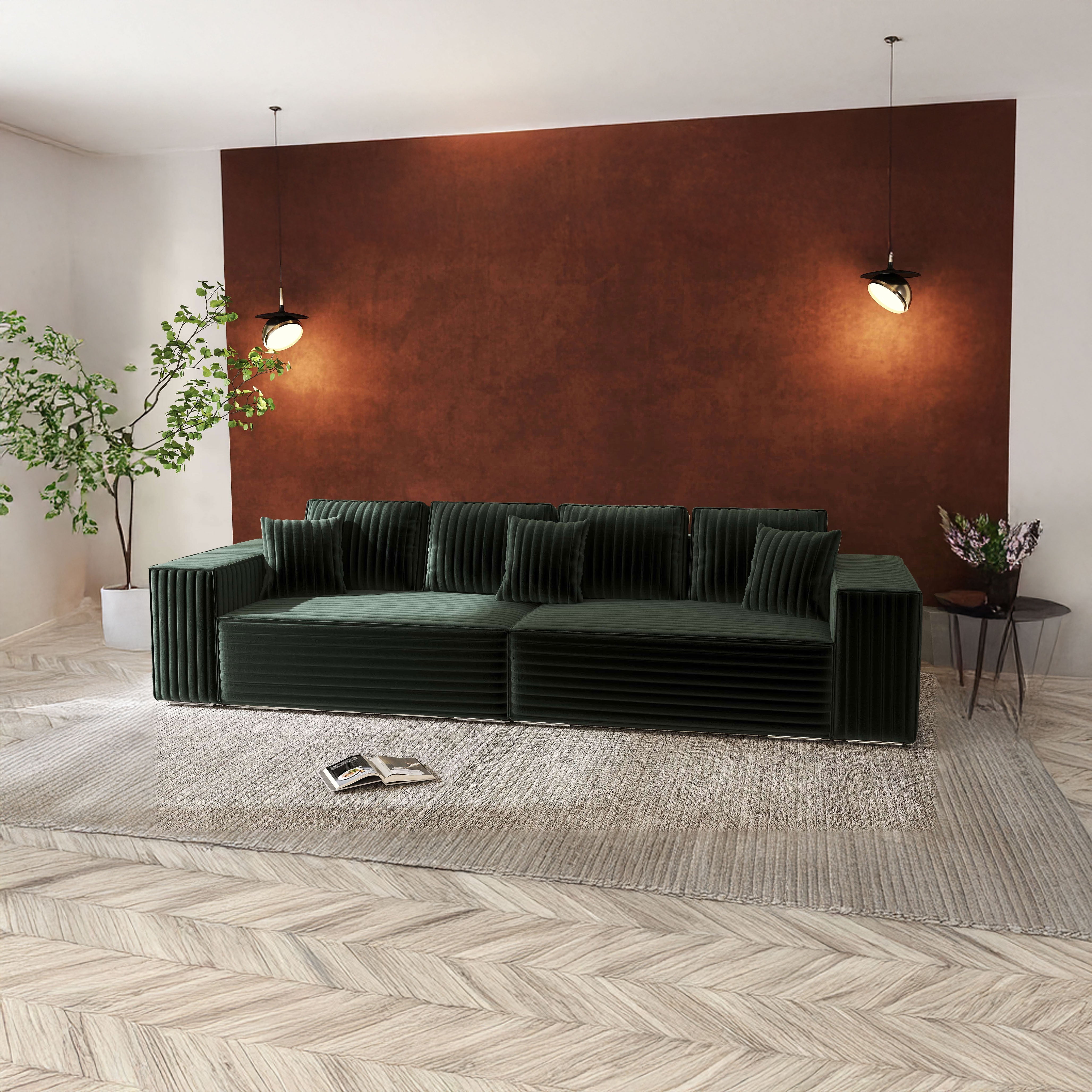 Canapea extensibilă dumonde cu ladă de depozitare si sezut confortabil din spuma HR, Dream Ambience Verde 310x100 cm Fabrica