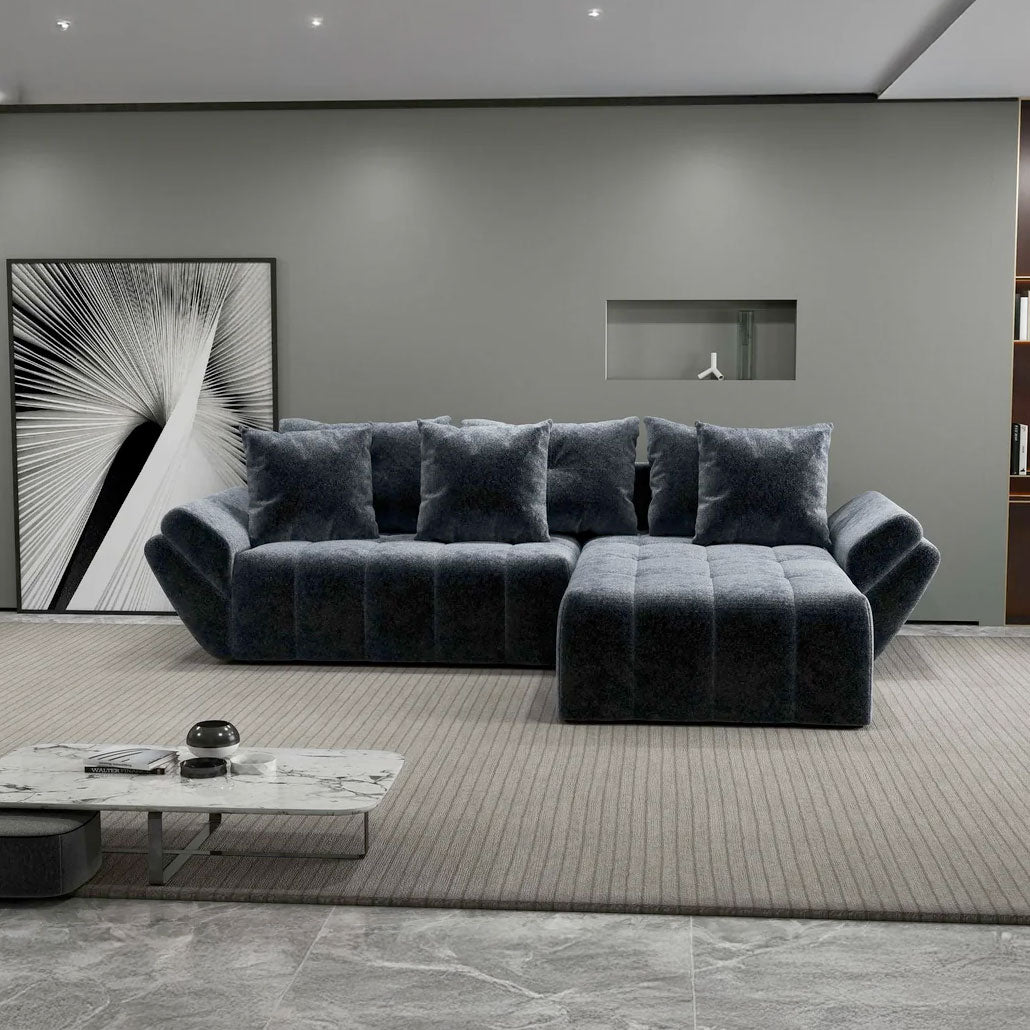 Colțar extensibil dumonde cu ladă de depozitare si sezut confortabil din spuma HR, Berlin Euphoria Grafit 280x185 cm II Fabrica