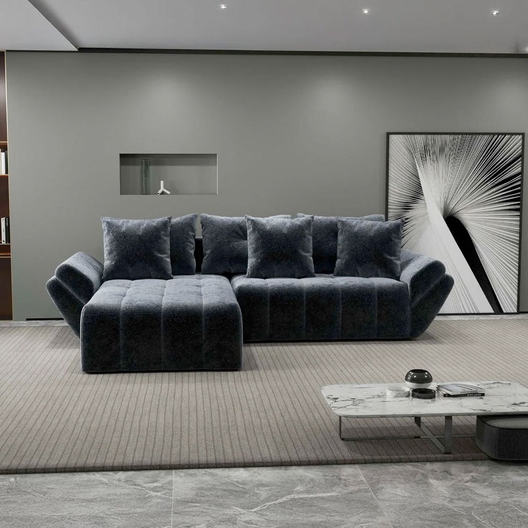 Colțar extensibil dumonde cu ladă de depozitare si sezut confortabil din spuma HR, Berlin Euphoria Gri Grafit 280x185 cm Fabrica