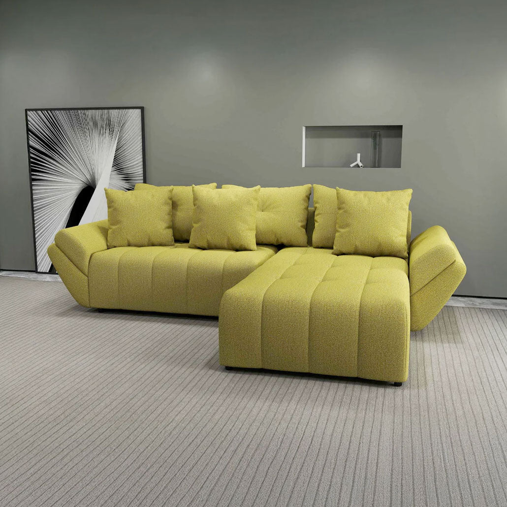 Colțar extensibil dumonde cu ladă de depozitare si sezut confortabil din spuma HR, Berlin Enjoy Verde 280x185 cm II Fabrica