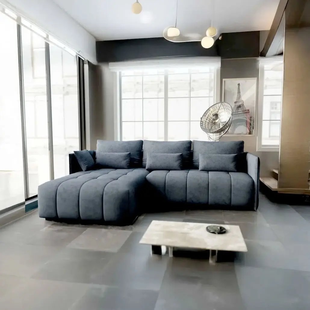 Colțar extensibil dumonde cu ladă de depozitare si sezut confortabil din spuma HR, Malta Enjoy Antracit 235x185 cm Fabrica