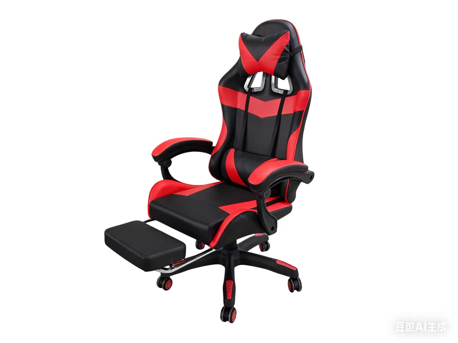 Scaun gaming Dumonde EXODUS, mecanism multifuncțional, ecopiele, suport picioare, rosu/negru