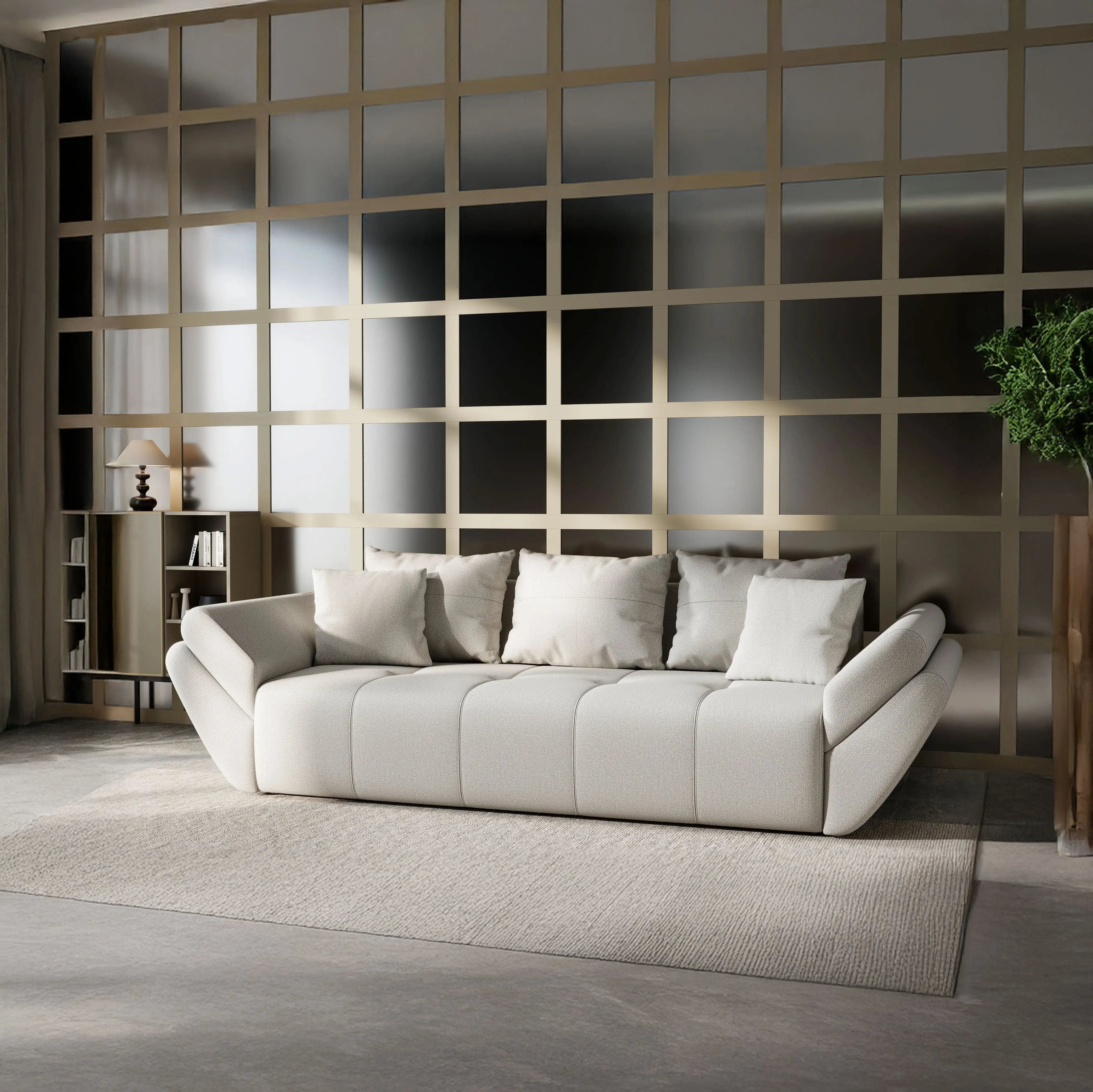 Canapea extensibilă dumonde cu ladă de depozitare si sezut confortabil din spuma HR, Berlin Enjoy Bej 250x100 cm Fabrica