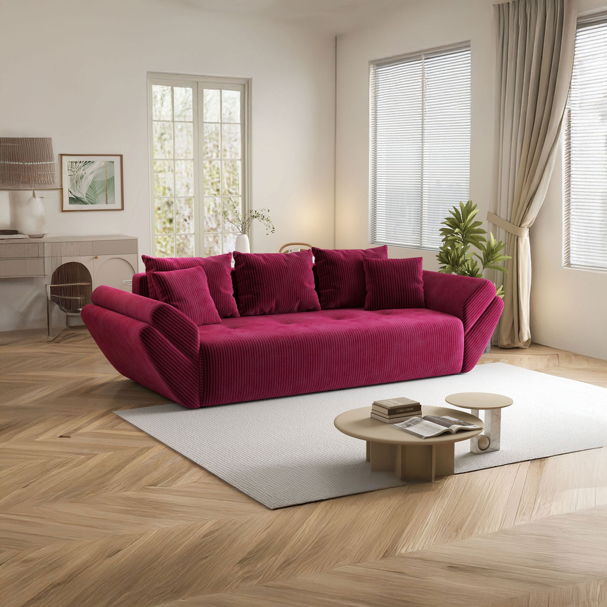 Canapea extensibilă dumonde cu ladă de depozitare si sezut confortabil din spuma HR, Berlin Zoom Red 250x100 cm Fabrica