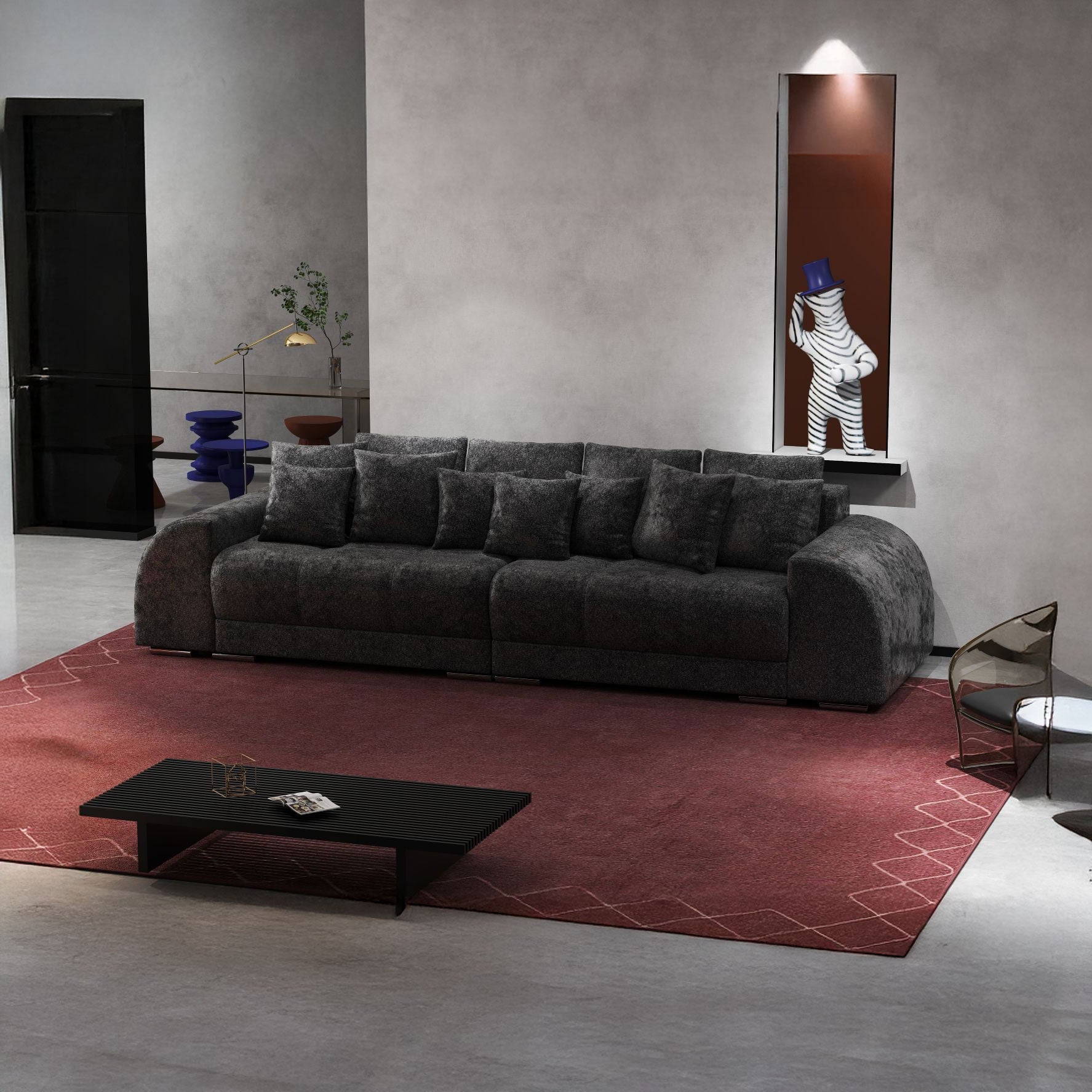 Canapea extensibilă dumonde cu 2 lăzi de depozitare si sezut confortabil din spuma HR, Verona Euphoria Black 310x100 cm Fabrica