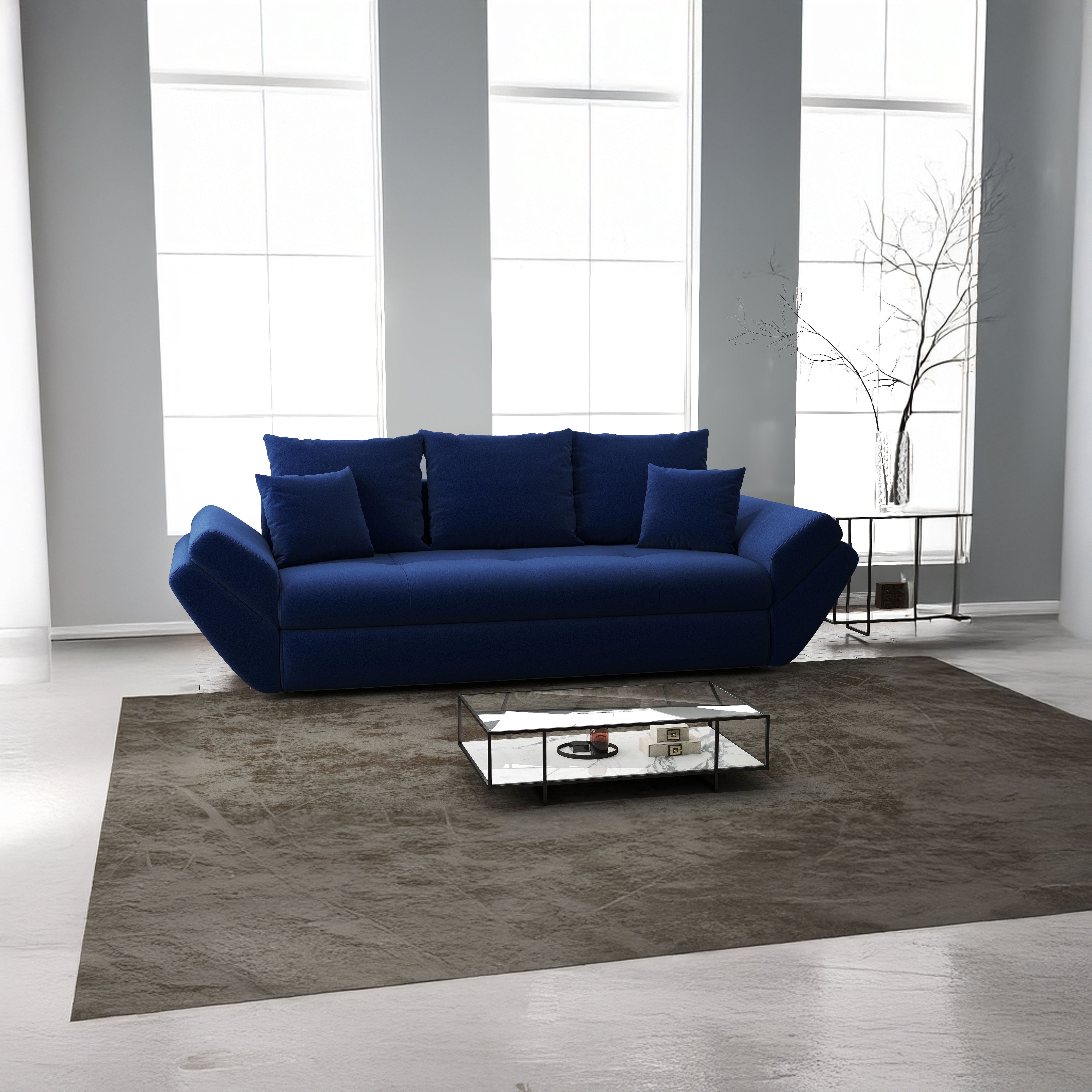 Canapea extensibilă dumonde cu ladă de depozitare si sezut confortabil din spuma HR, Loana Royal Blue 250x100 cm Fabrica