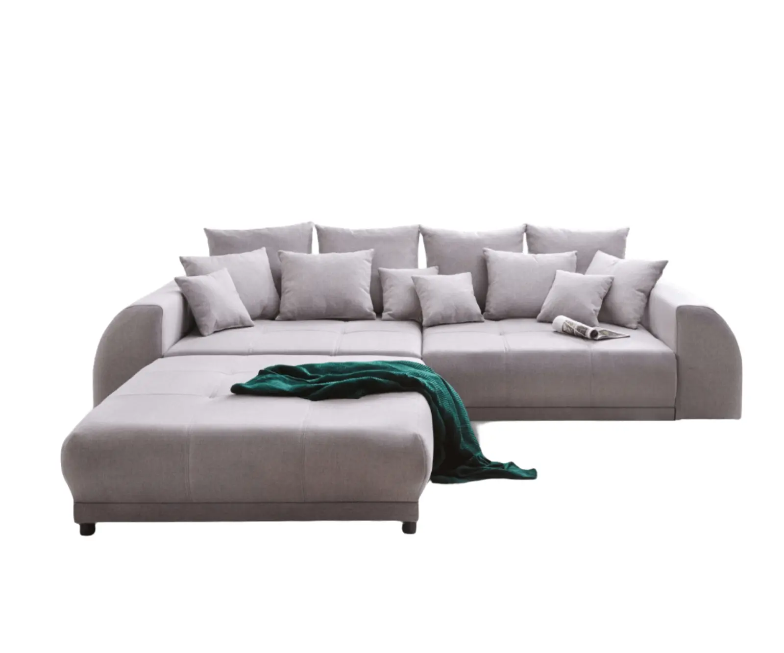 Canapea extensibilă dumonde cu 2 lăzi de depozitare si sezut confortabil din spuma HR, Verona Enjoy Grey 310x100 cm cu taburet inclus