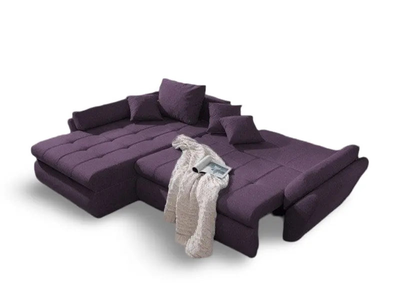 Colțar extensibil dumonde cu ladă de depozitare si sezut confortabil din spuma HR, Loana Enjoy Lila 270x185 cm