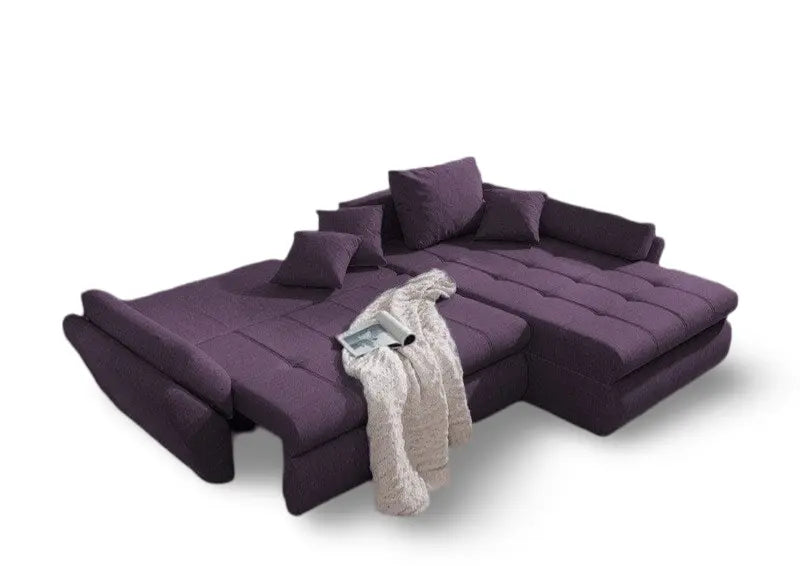 Colțar extensibil dumonde cu ladă de depozitare si sezut confortabil din spuma HR, Loana Enjoy Lila II 270x185 cm