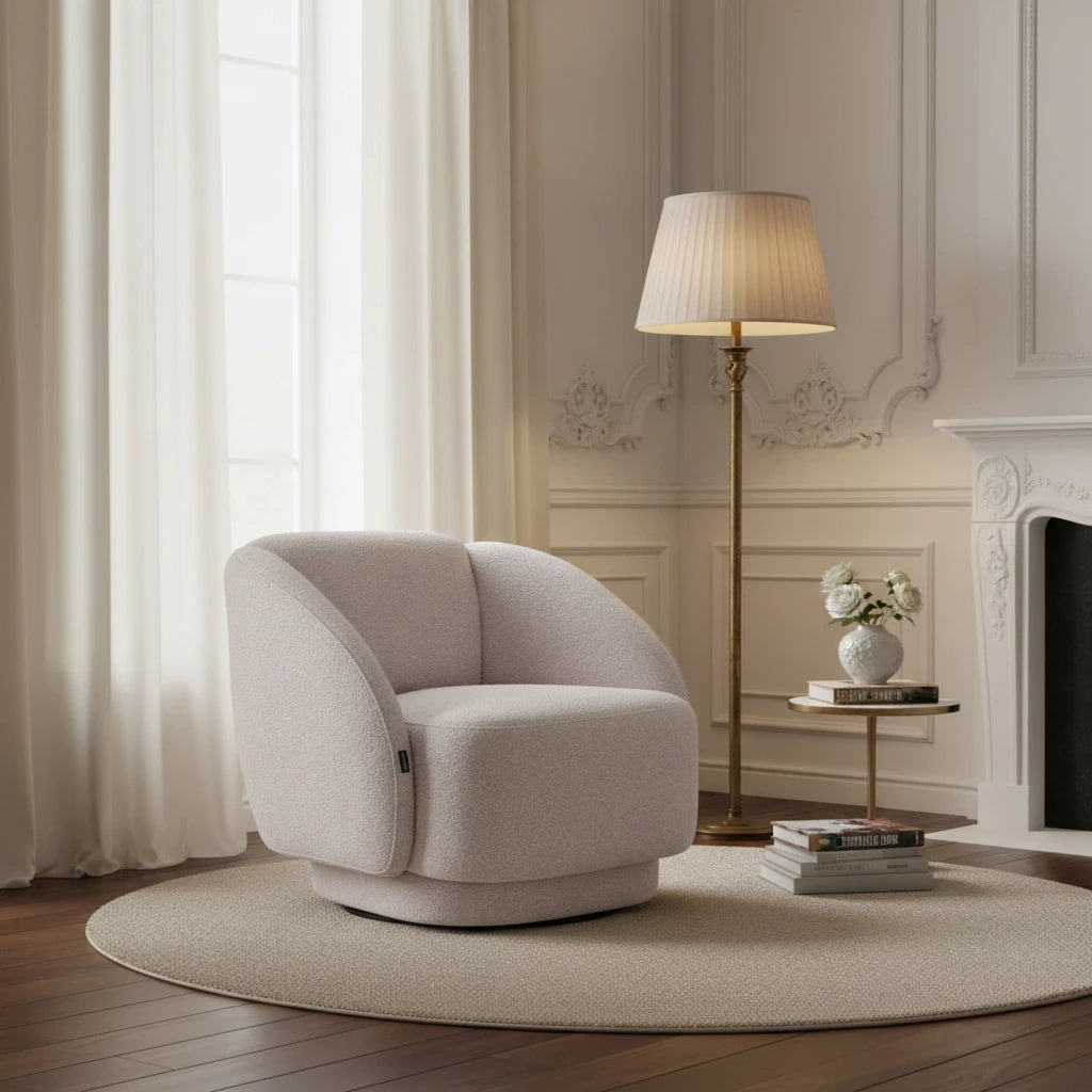 Fotoliu dumonde tapitat Bej modern Dante 85x88cm