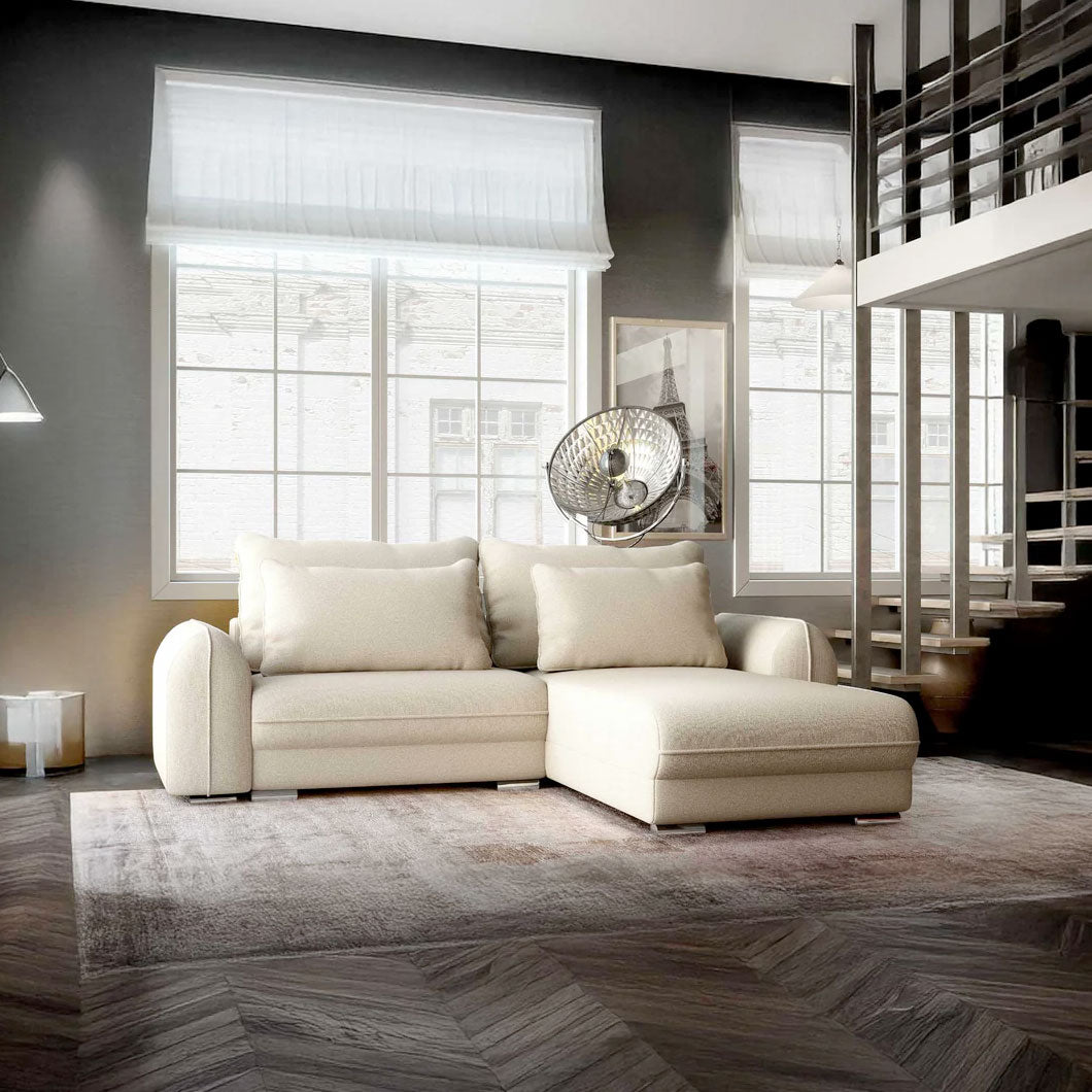 Colțar extensibil dumonde cu ladă de depozitare si sezut confortabil din spuma HR, Denver Enjoy Camel 275x185 cm II Fabrica