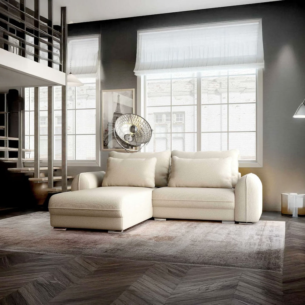 Colțar extensibil dumonde cu ladă de depozitare si sezut confortabil din spuma HR, Denver Enjoy Camel 275x185 cm Fabrica