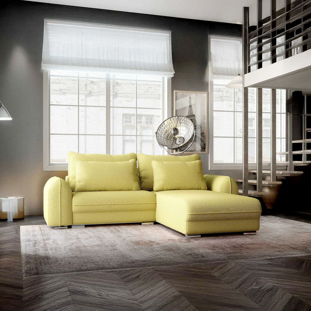 Colțar extensibil dumonde cu ladă de depozitare si sezut confortabil din spuma HR, Denver Enjoy Verde 275x185 cm II Fabrica