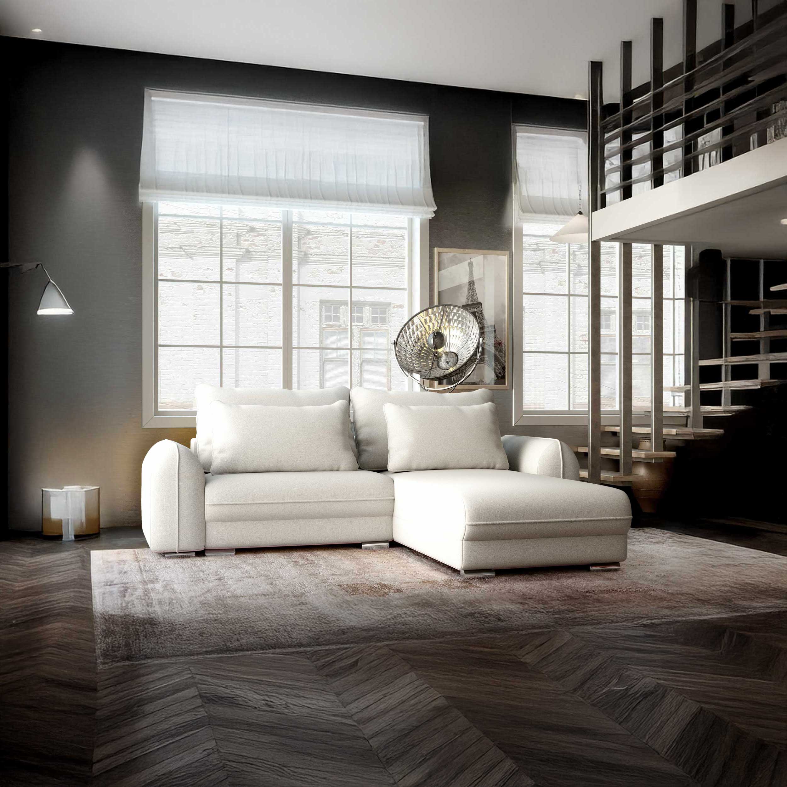 Colțar extensibil dumonde cu ladă de depozitare si sezut confortabil din spuma HR, Denver Enjoy Bej 275x185 cm II Fabrica