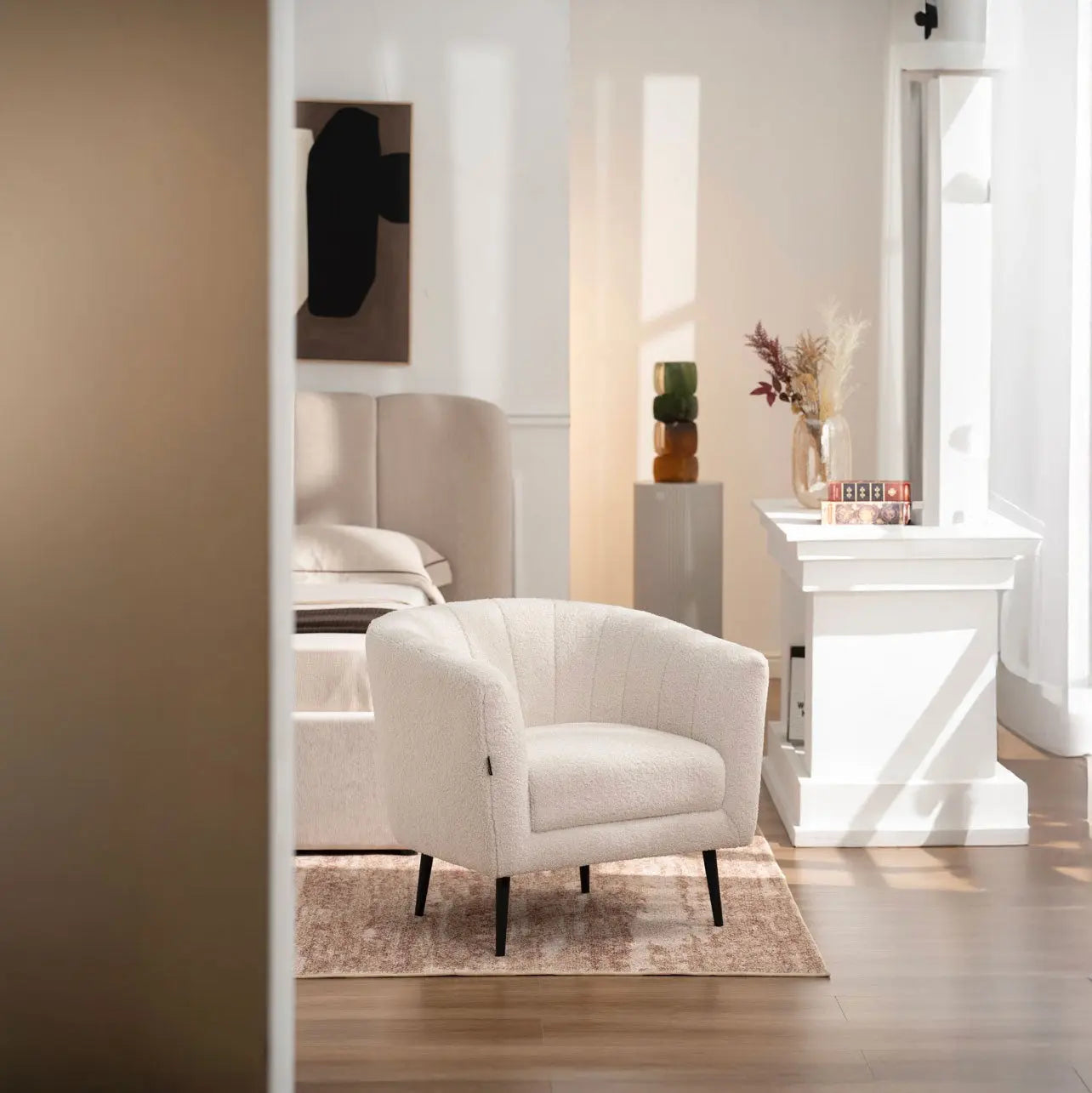 Fotoliu dumonde tapitat Bej modern Diego 75x78cm ULK