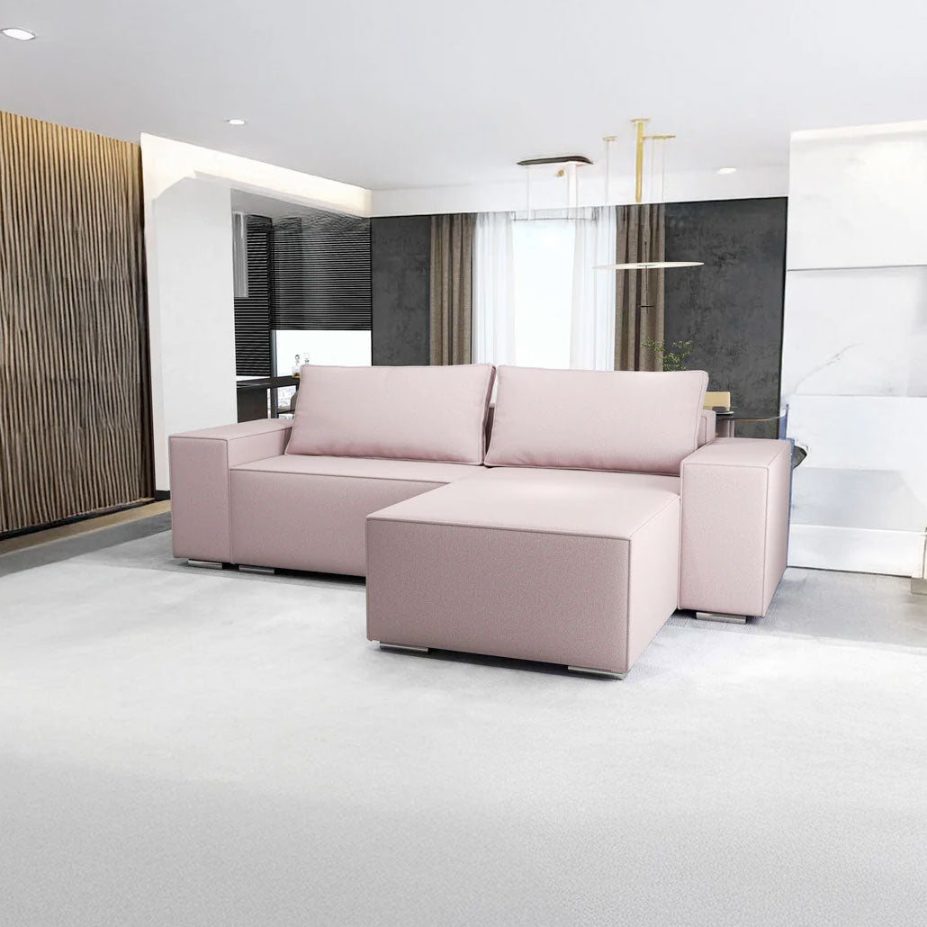 Colțar extensibil dumonde cu ladă de depozitare si sezut confortabil din spuma HR, Dream Enjoy Flamingo 290x185 cm II Fabrica